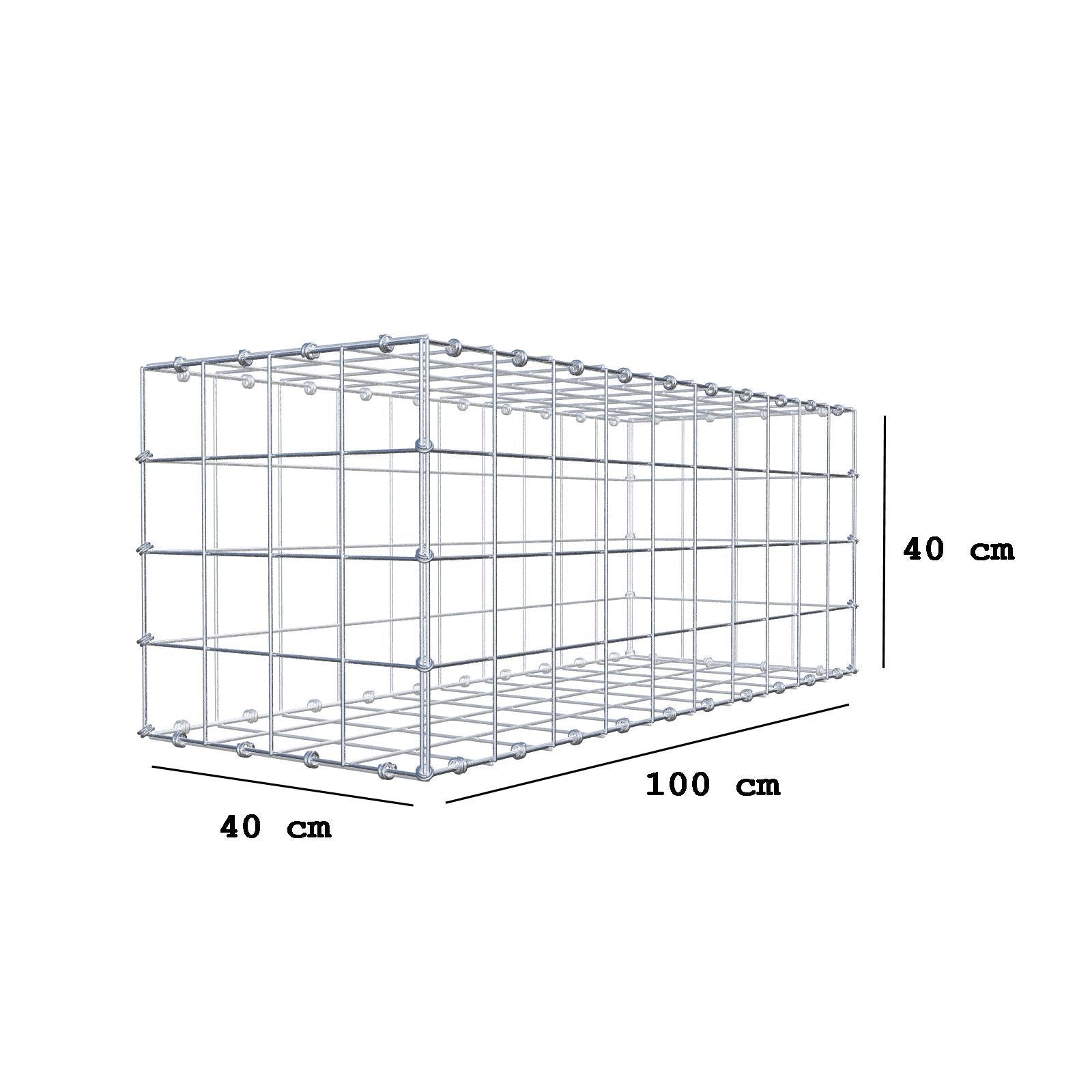 Gabion 100 cm x 40 cm x 40 cm (L x H x P), mailles 10 x 10 cm, anneau en spirale