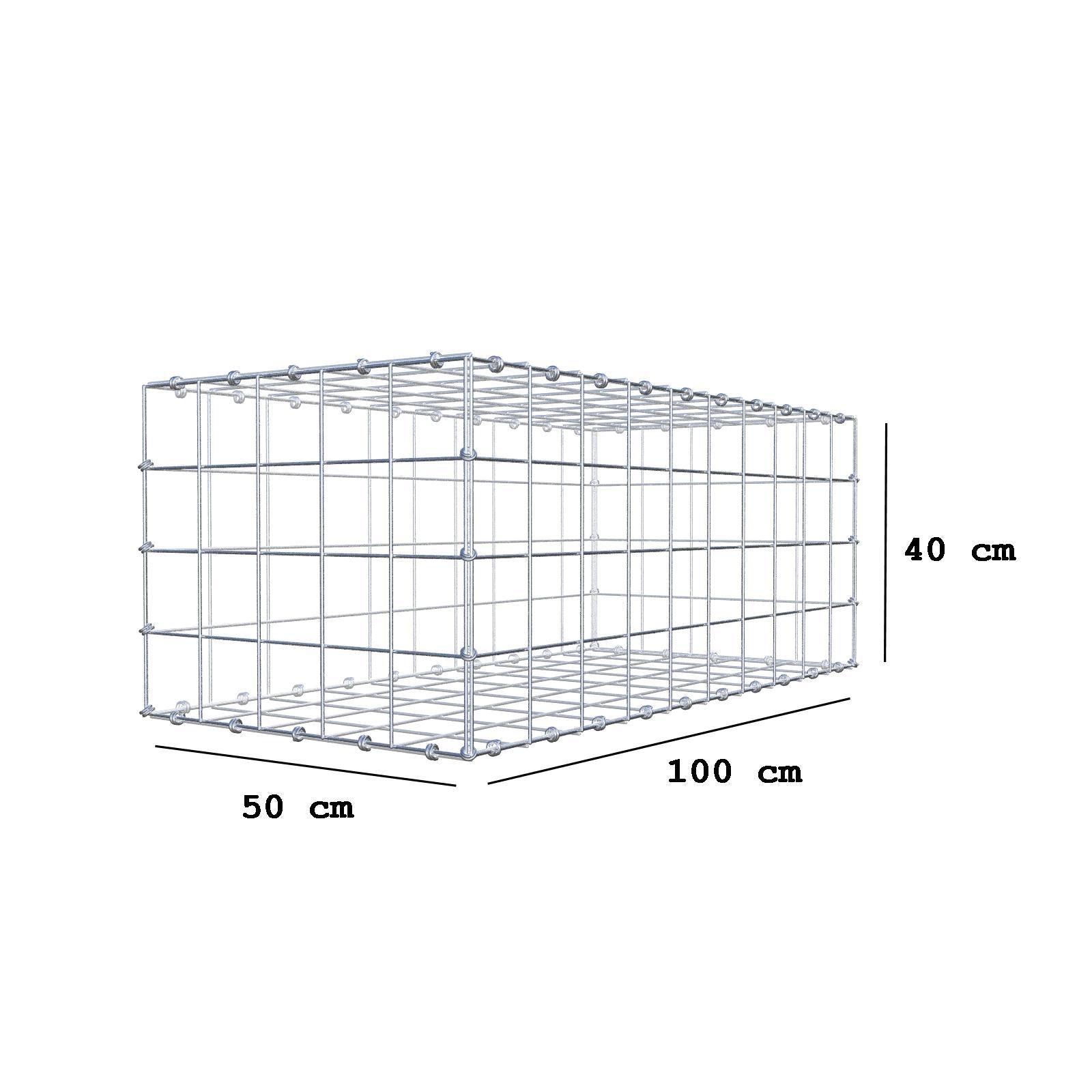 Gabion 100 cm x 40 cm x 50 cm (L x H x D), maskstorlek 10 x 10 cm, spiralring