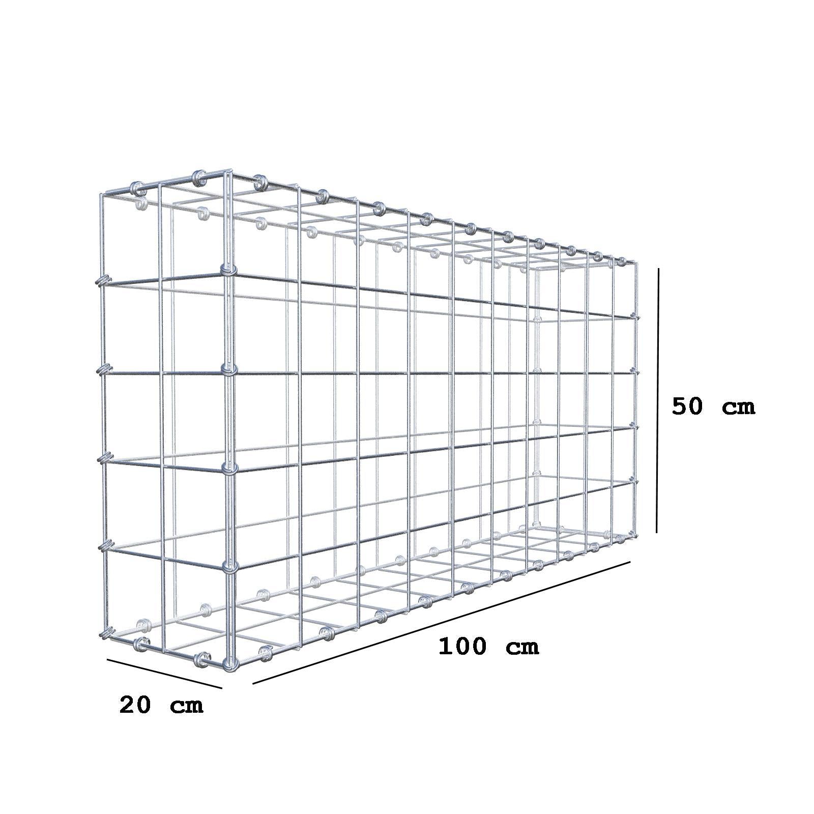 Gabion 100 cm x 50 cm x 20 cm (L x H x P), mailles 10 x 10 cm, anneau en spirale