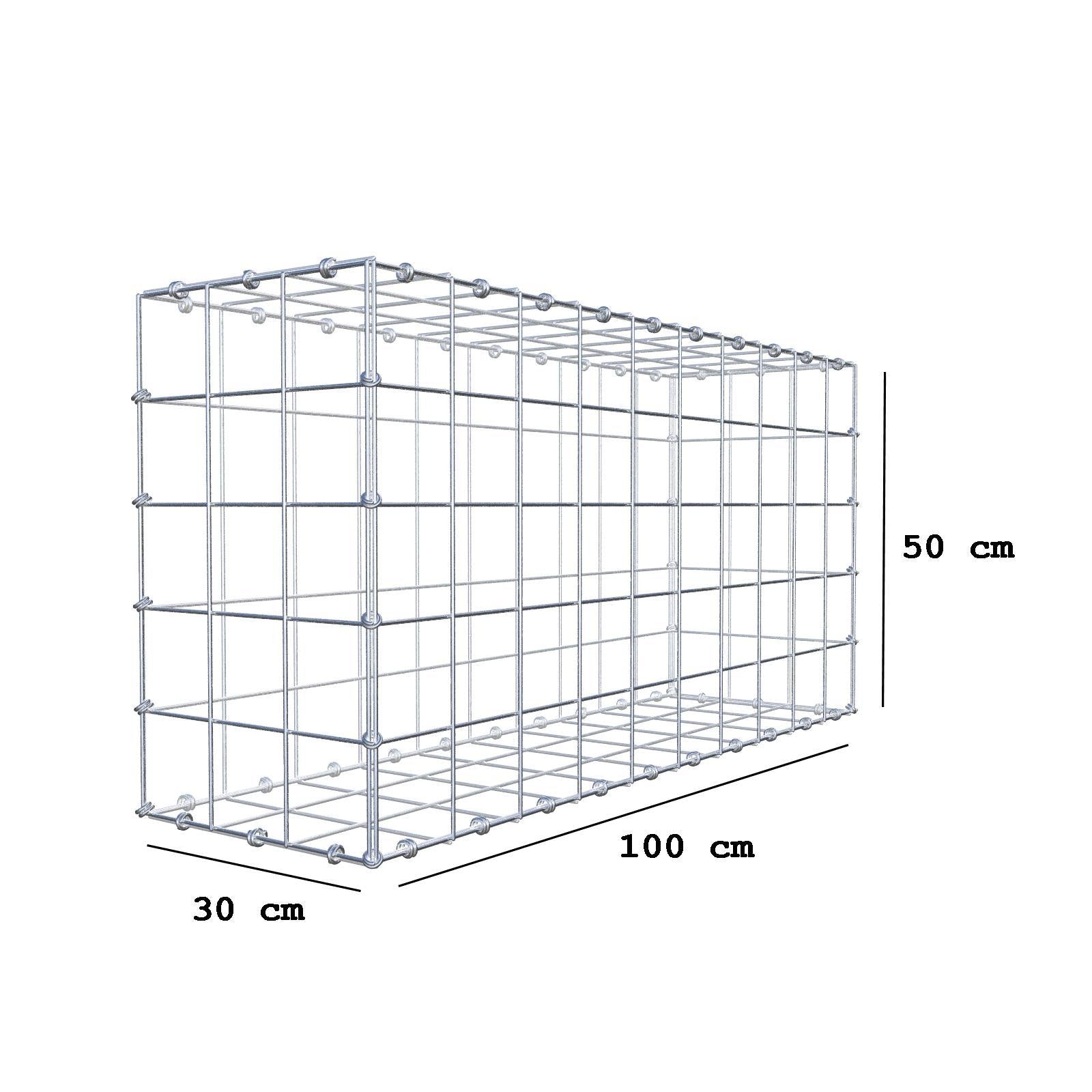 Gabion 100 cm x 50 cm x 30 cm (L x H x D), maskstorlek 10 x 10 cm, spiralring