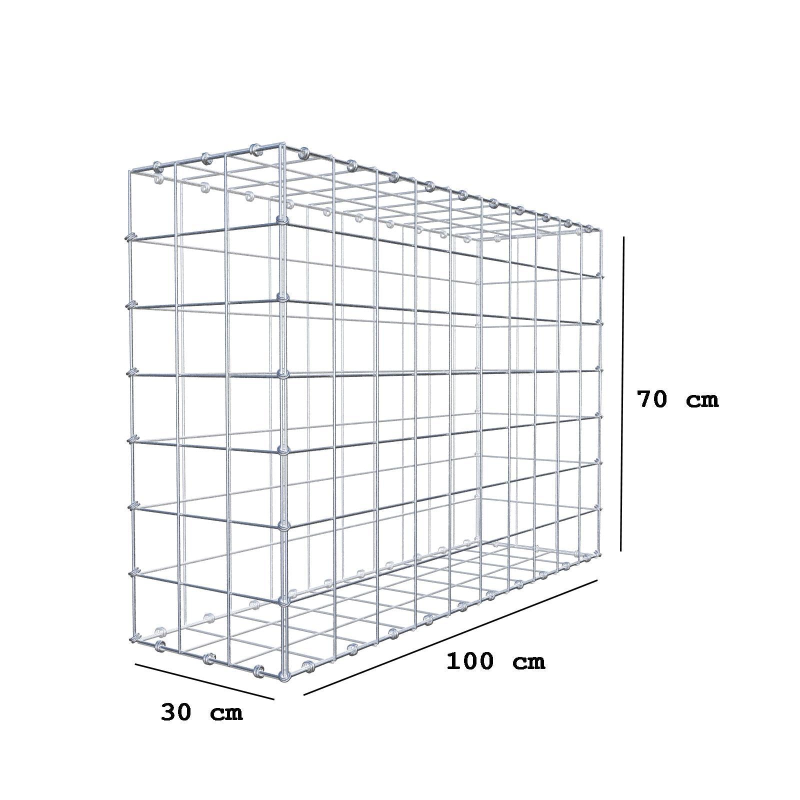 Gabion 100 cm x 70 cm x 30 cm (L x H x P), mailles 10 x 10 cm, anneau en spirale