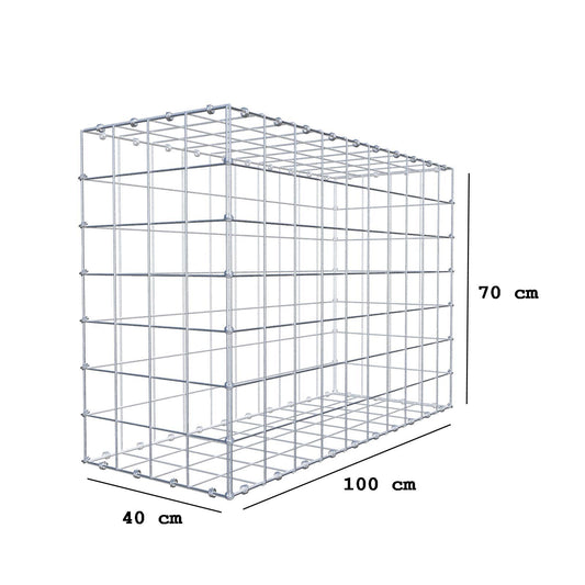 Gabbione 100 cm x 70 cm x 40 cm (L x H x P), maglia 10 x 10 cm, anello a spirale