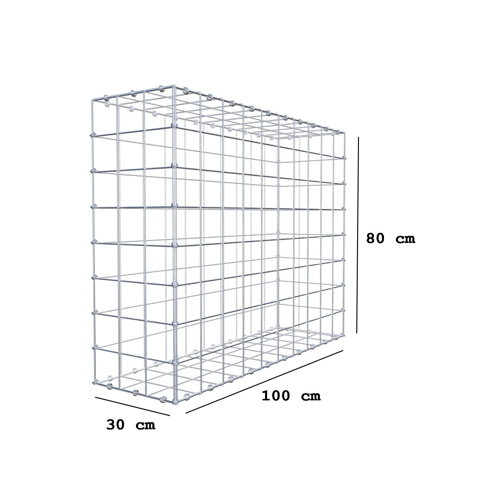 Gabion 100 cm x 80 cm x 30 cm (L x H x P), mailles 10 x 10 cm, anneau en spirale