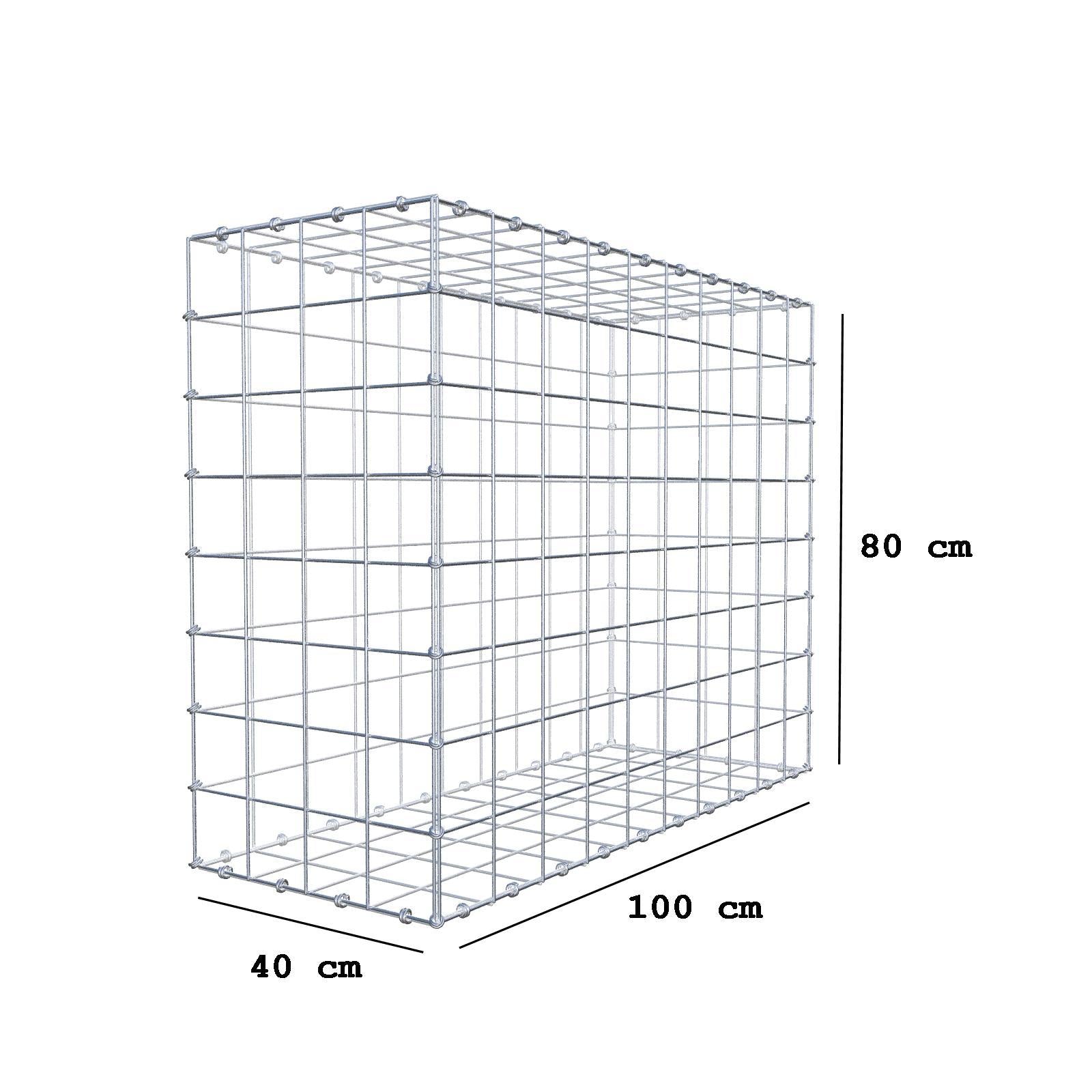 Gabion 100 cm x 80 cm x 40 cm (L x H x D), maskstorlek 10 x 10 cm, spiralring