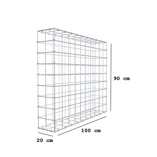 Gabbione 100 cm x 90 cm x 20 cm (L x H x P), maglia 10 x 10 cm, anello a spirale