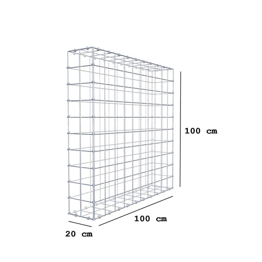 Gabion 100 cm x 100 cm x 20 cm (L x H x P), mailles 10 x 10 cm, anneau en spirale
