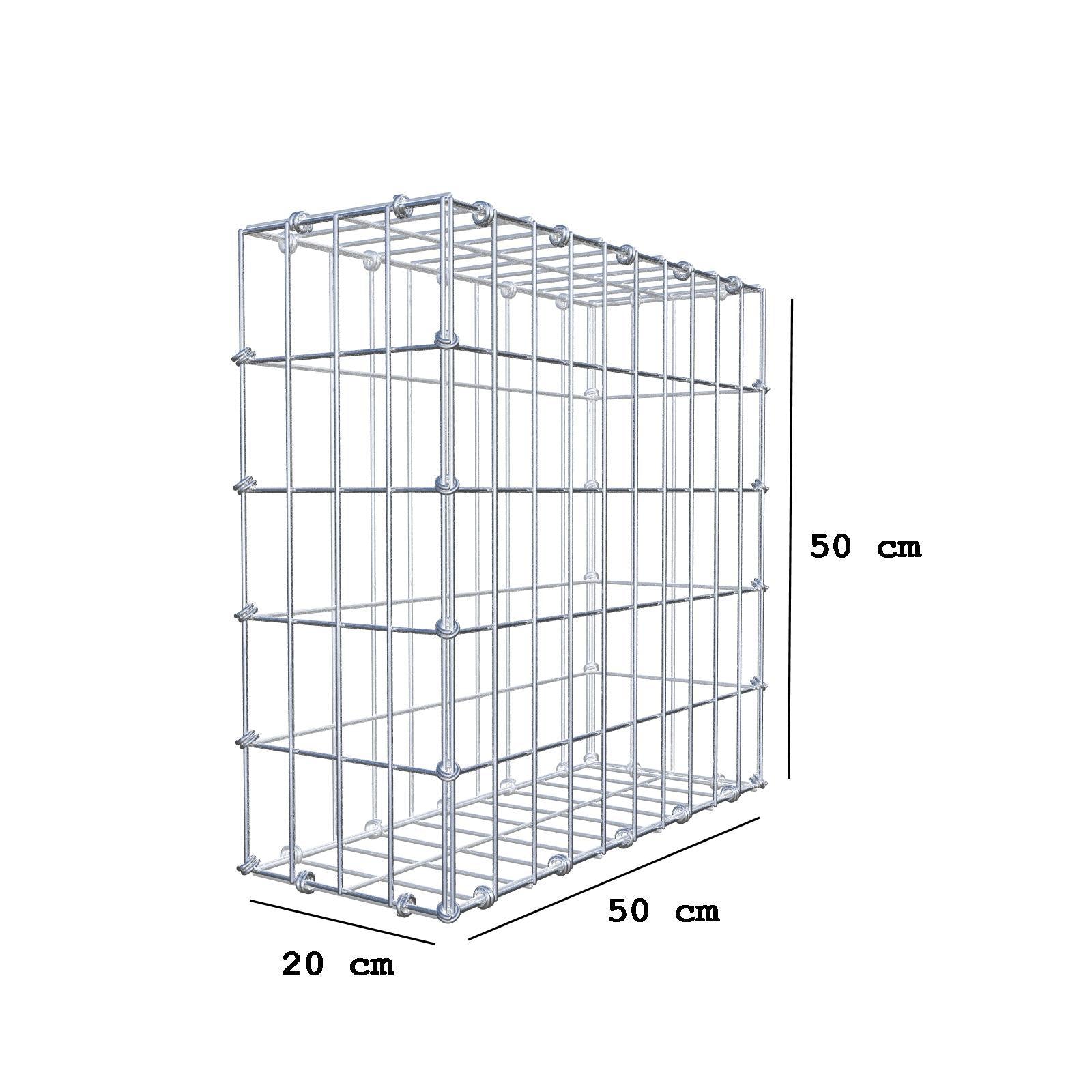 Gabion 50 cm x 50 cm x 20 cm (L x H x P), mailles 5 x 10 cm, anneau en spirale