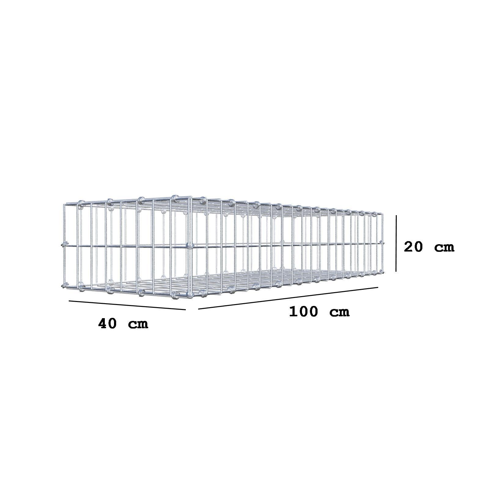 Gabbione 100 cm x 20 cm x 40 cm (L x H x P), maglia 5 x 10 cm, anello a spirale