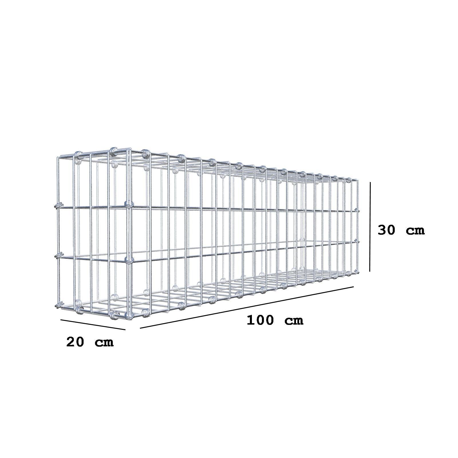 Gabion 100 cm x 30 cm x 20 cm (L x H x P), mailles 5 x 10 cm, anneau en spirale