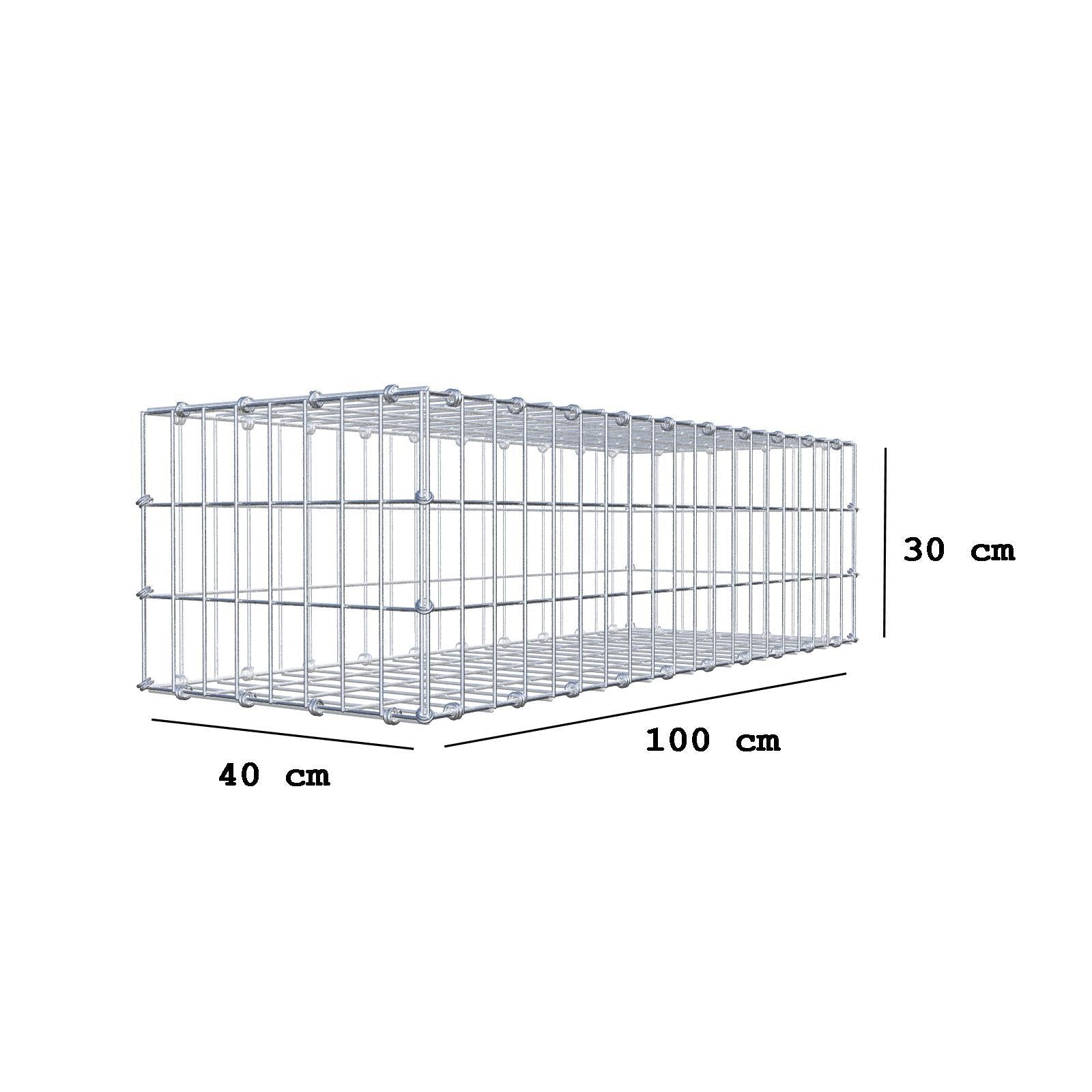 Gabion 100 cm x 30 cm x 40 cm (L x H x P), mailles 5 x 10 cm, anneau en spirale