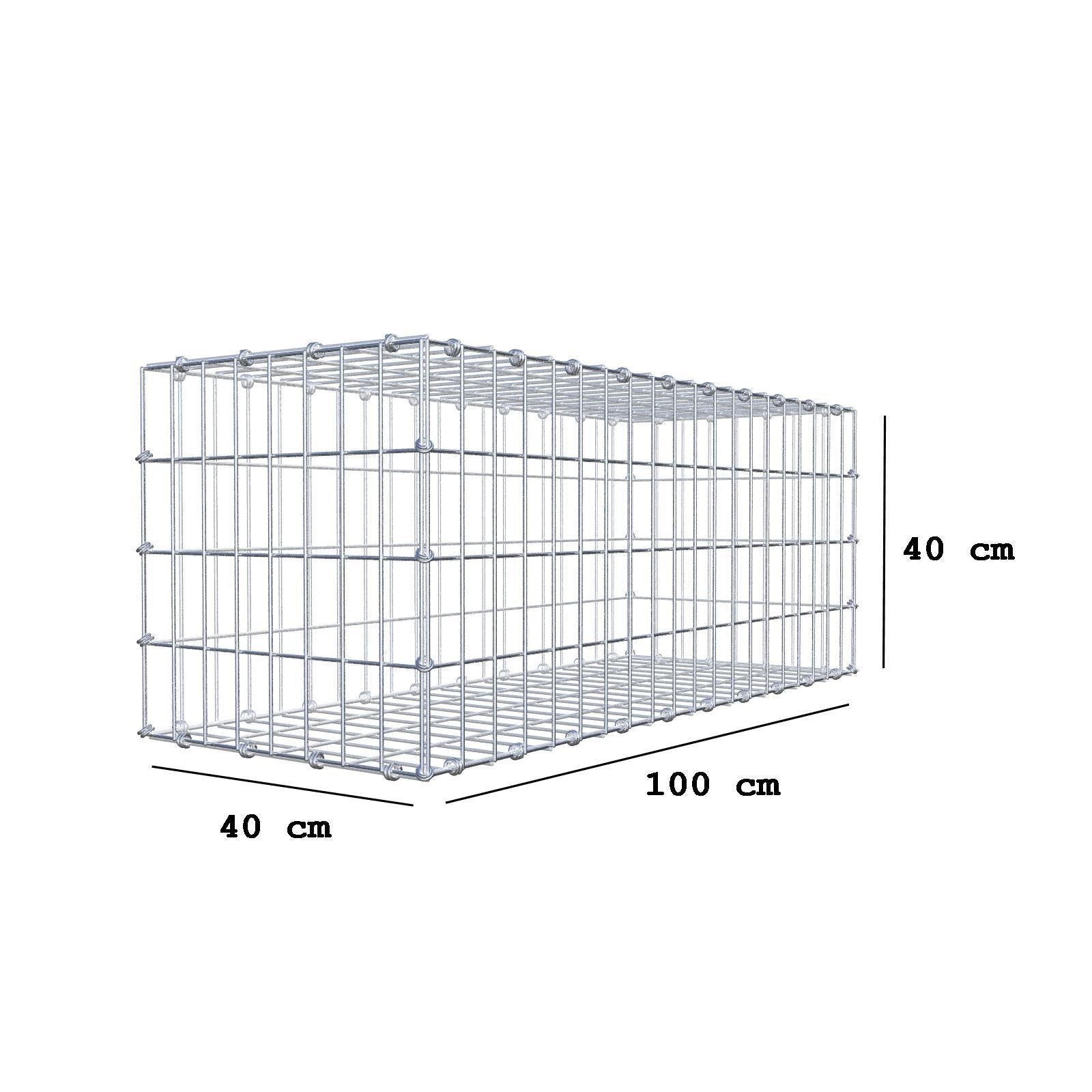 Gabion 100 cm x 40 cm x 40 cm (L x H x P), mailles 5 x 10 cm, anneau en spirale