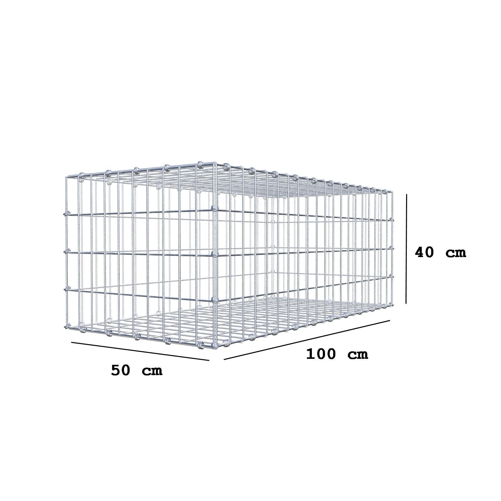Gabion 100 cm x 40 cm x 50 cm (L x H x P), mailles 5 x 10 cm, anneau en spirale