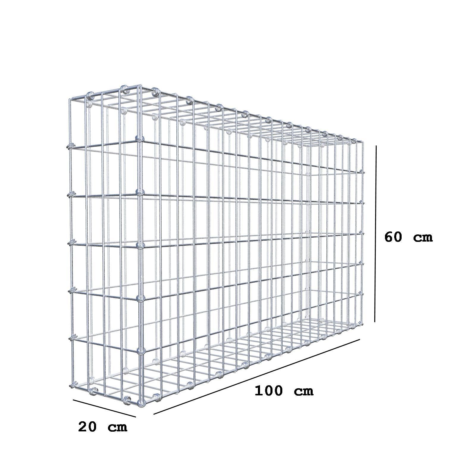 Gabion 100 cm x 60 cm x 20 cm (L x H x P), mailles 5 x 10 cm, anneau en spirale