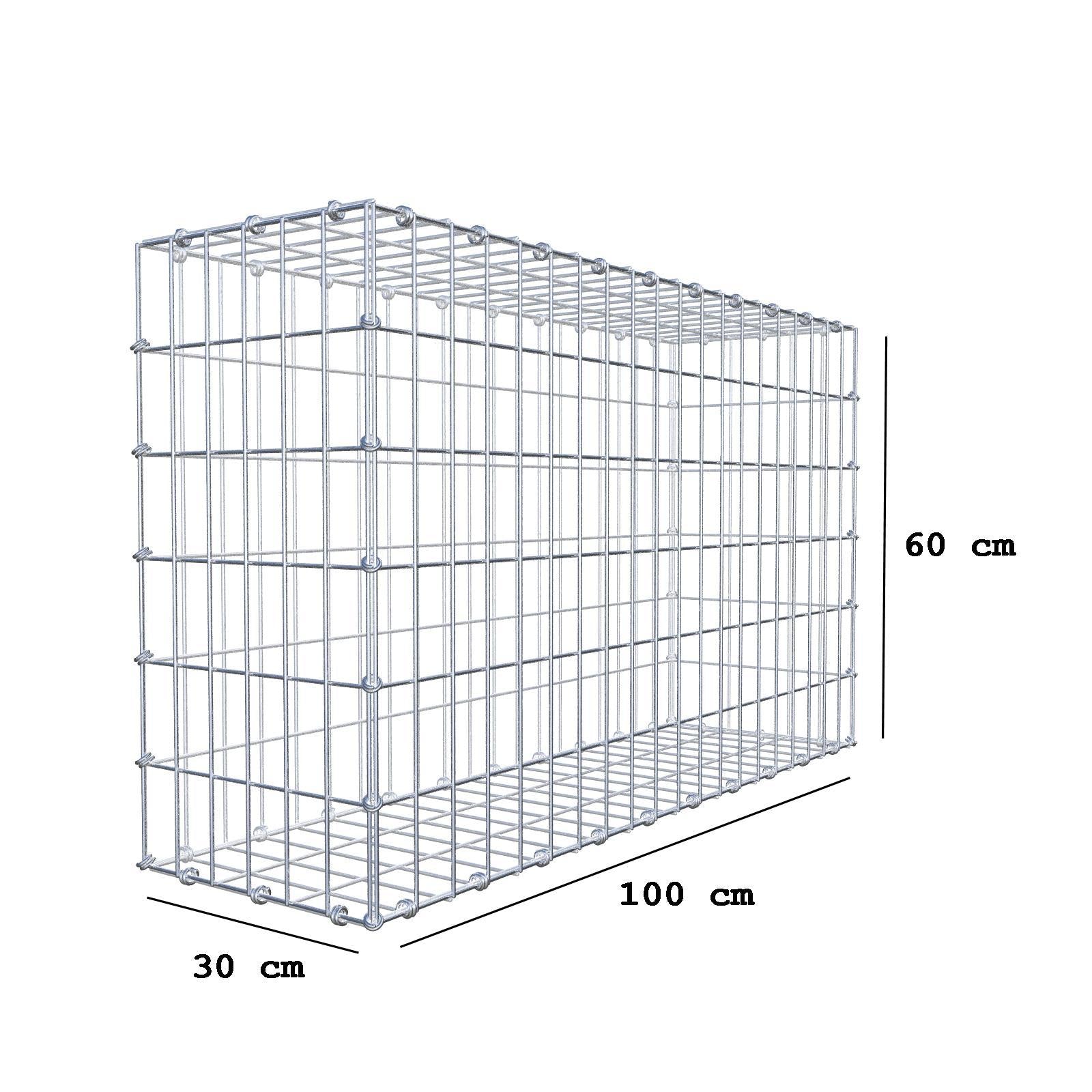 Gabion 100 cm x 60 cm x 30 cm (L x H x P), mailles 5 x 10 cm, anneau en spirale