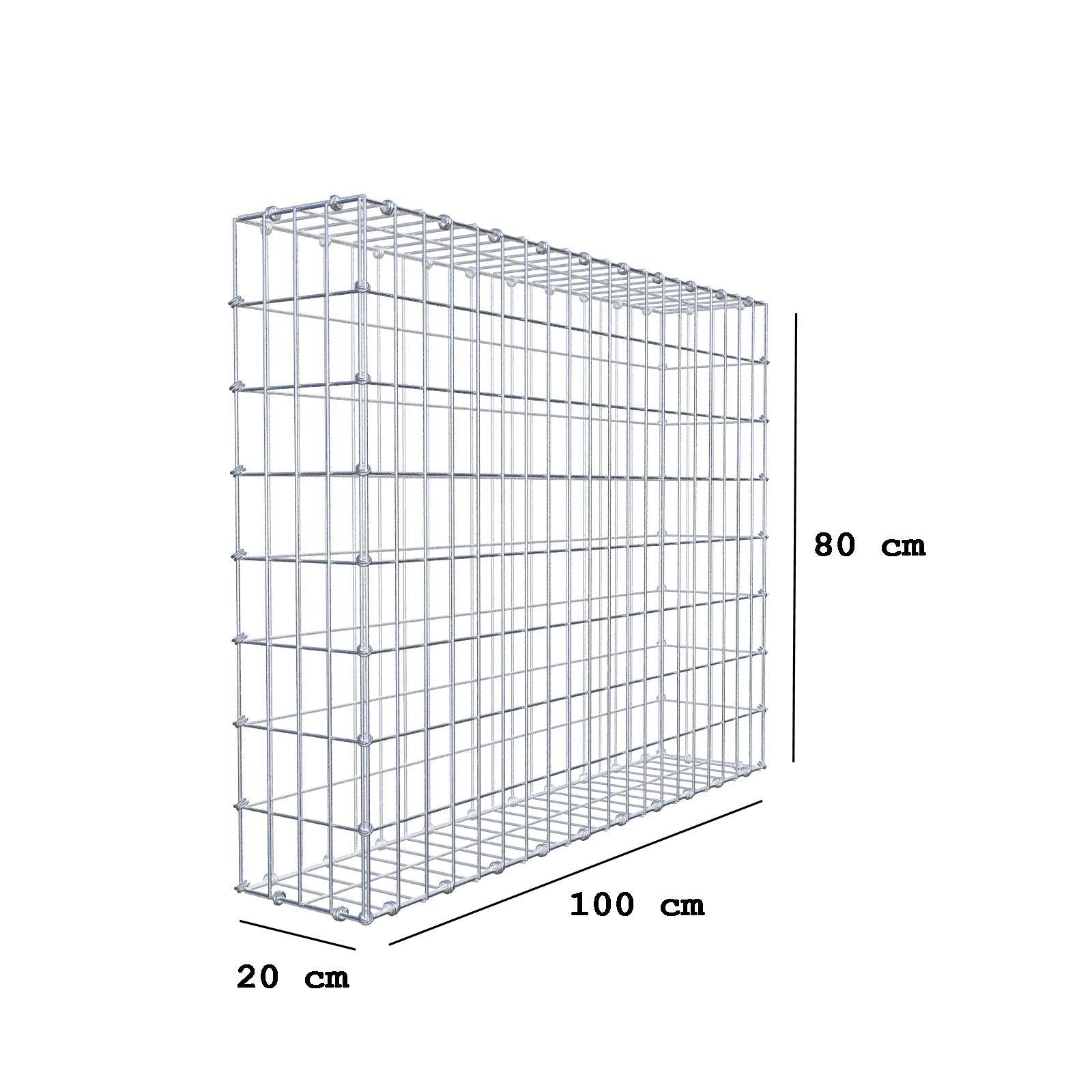 Gabion 100 cm x 80 cm x 20 cm (L x H x D), mesh size 5 x 10 cm, spiral ring