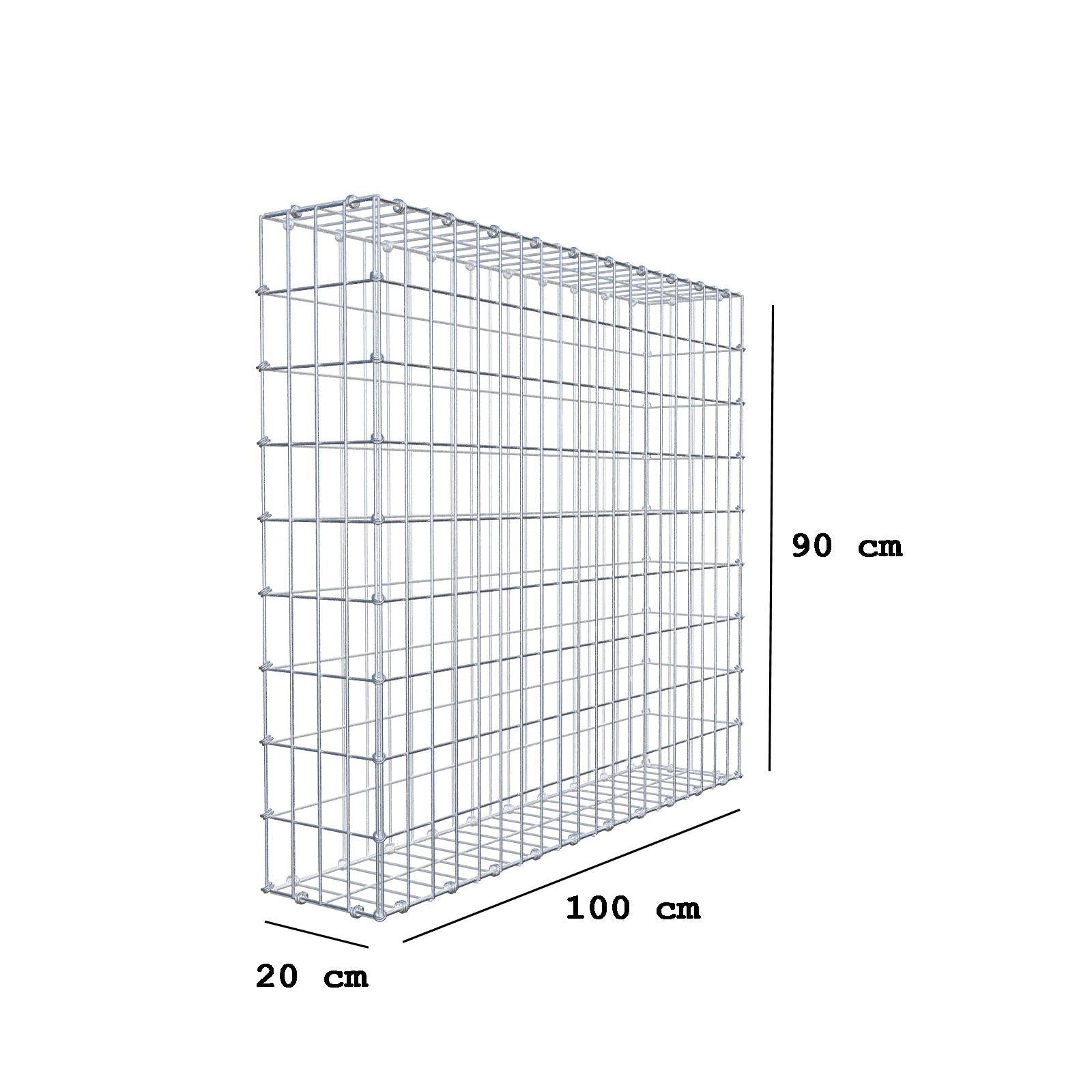Gabion 100 cm x 90 cm x 20 cm (L x H x P), mailles 5 x 10 cm, anneau en spirale