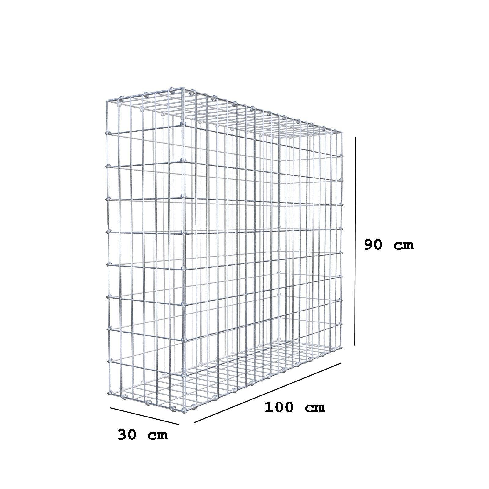 Gabion 100 cm x 90 cm x 30 cm (L x H x P), mailles 5 x 10 cm, anneau en spirale