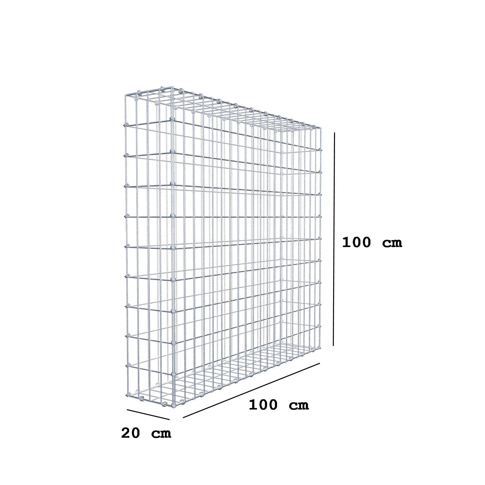 Gabion 100 cm x 100 cm x 20 cm (L x H x P), mailles 5 x 10 cm, anneau en spirale
