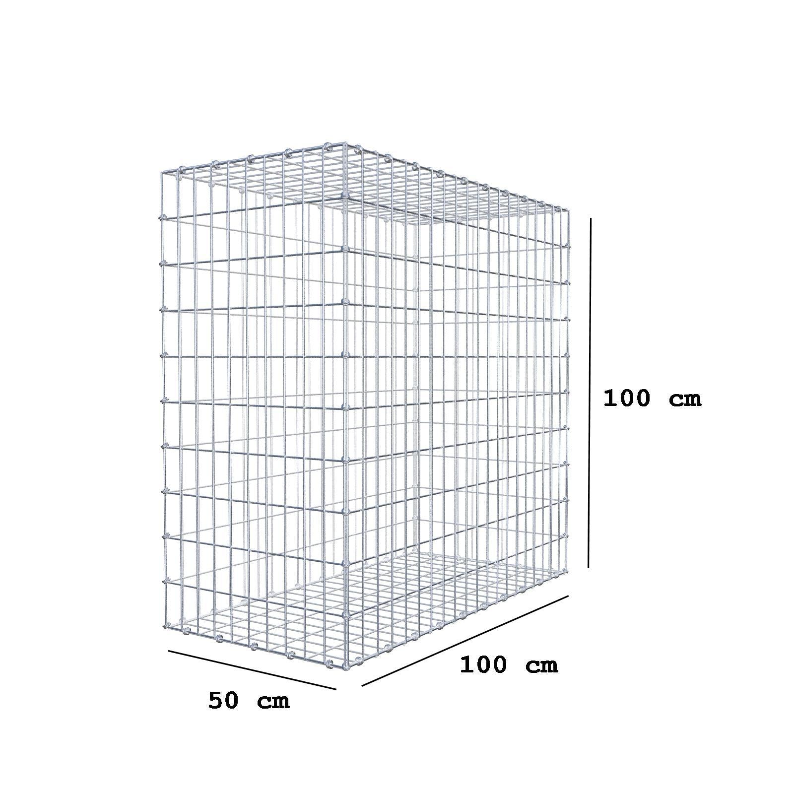 Gabion 100 cm x 100 cm x 50 cm (L x H x P), mailles 5 x 10 cm, anneau en spirale