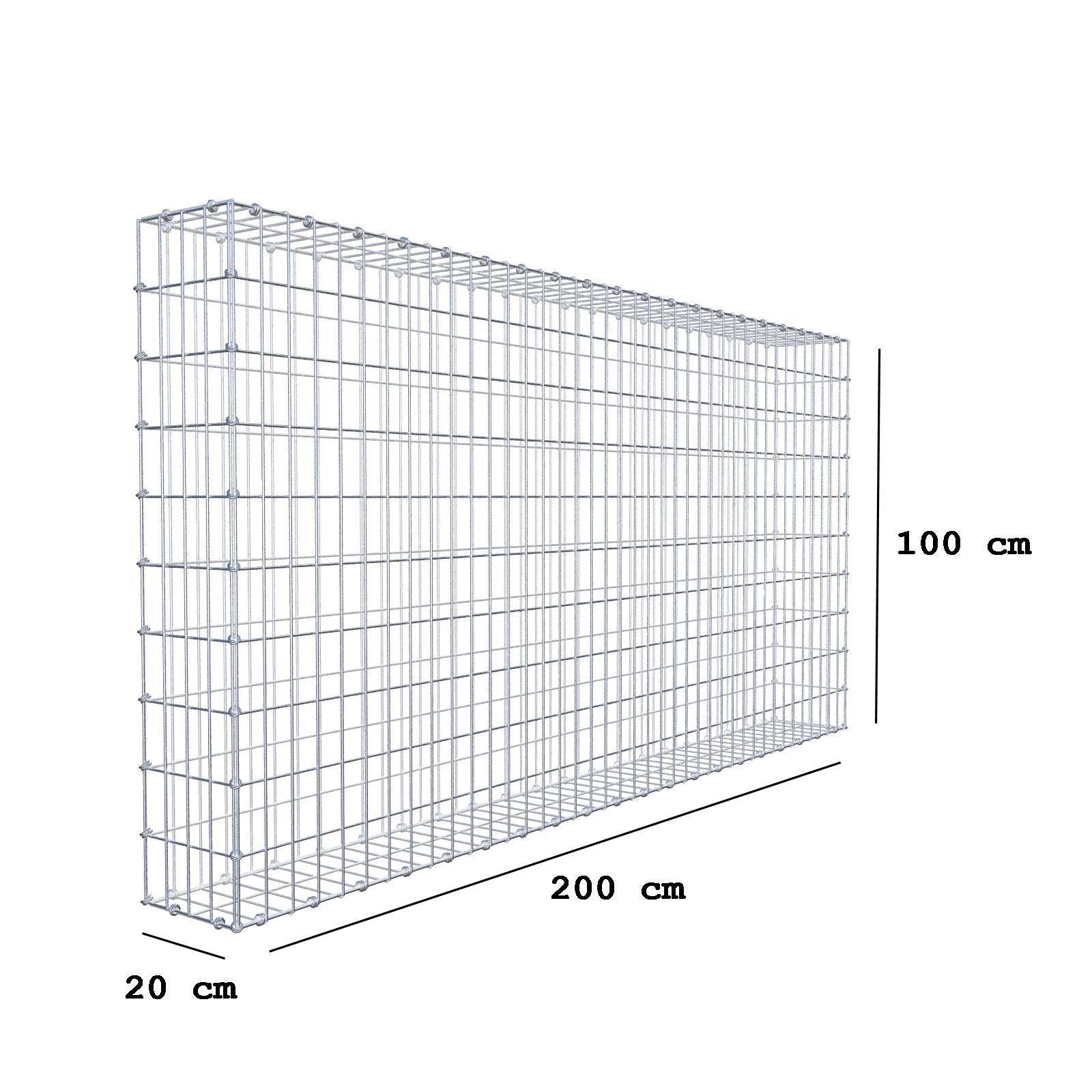 Gabion 200 cm x 100 cm x 20 cm (L x H x P), mailles 5 x 10 cm, anneau en spirale