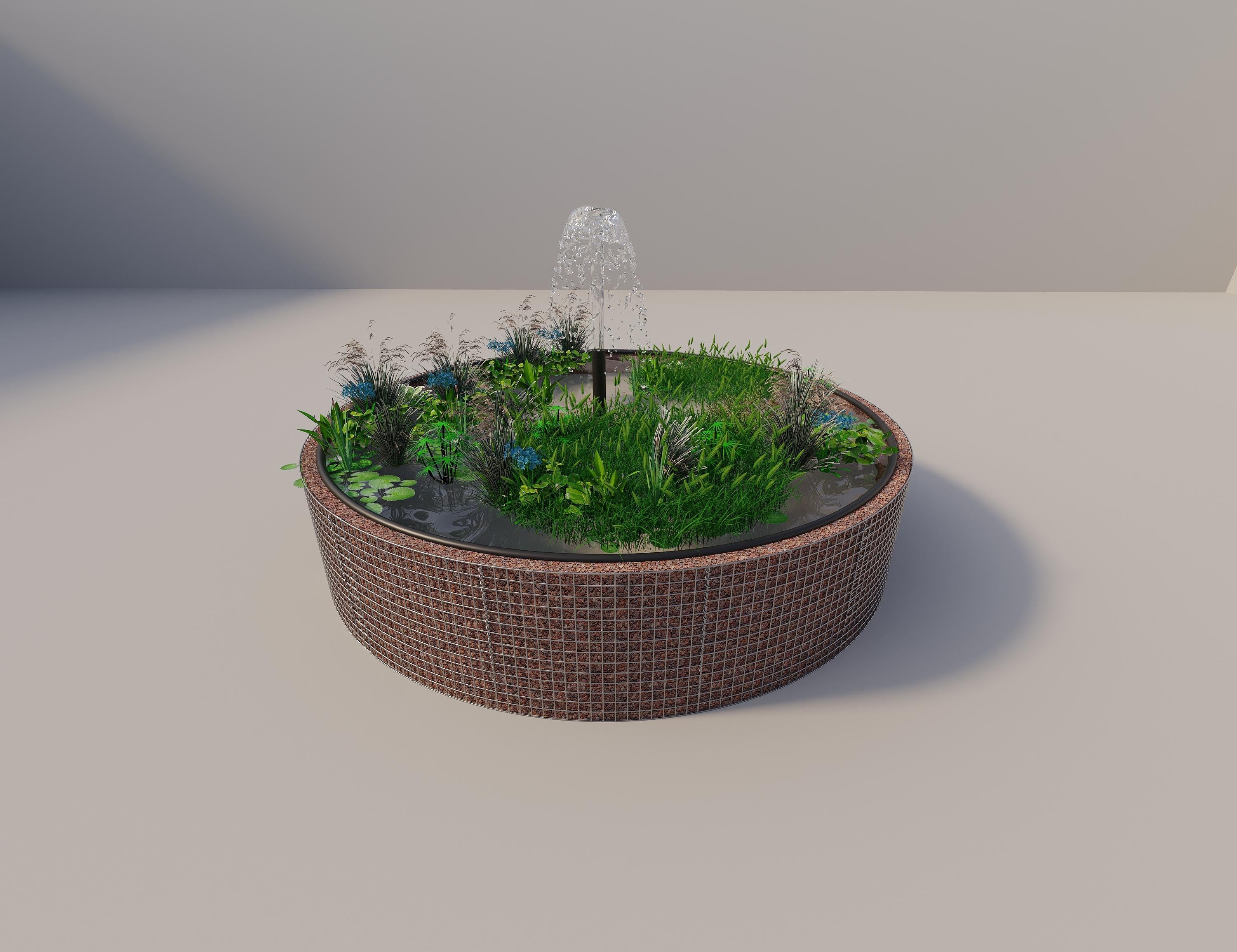 Gabion raised pond, round, outer diameter 382 cm, height 80 cm, mesh size 5 x 5 cm, wall thickness 15 cm