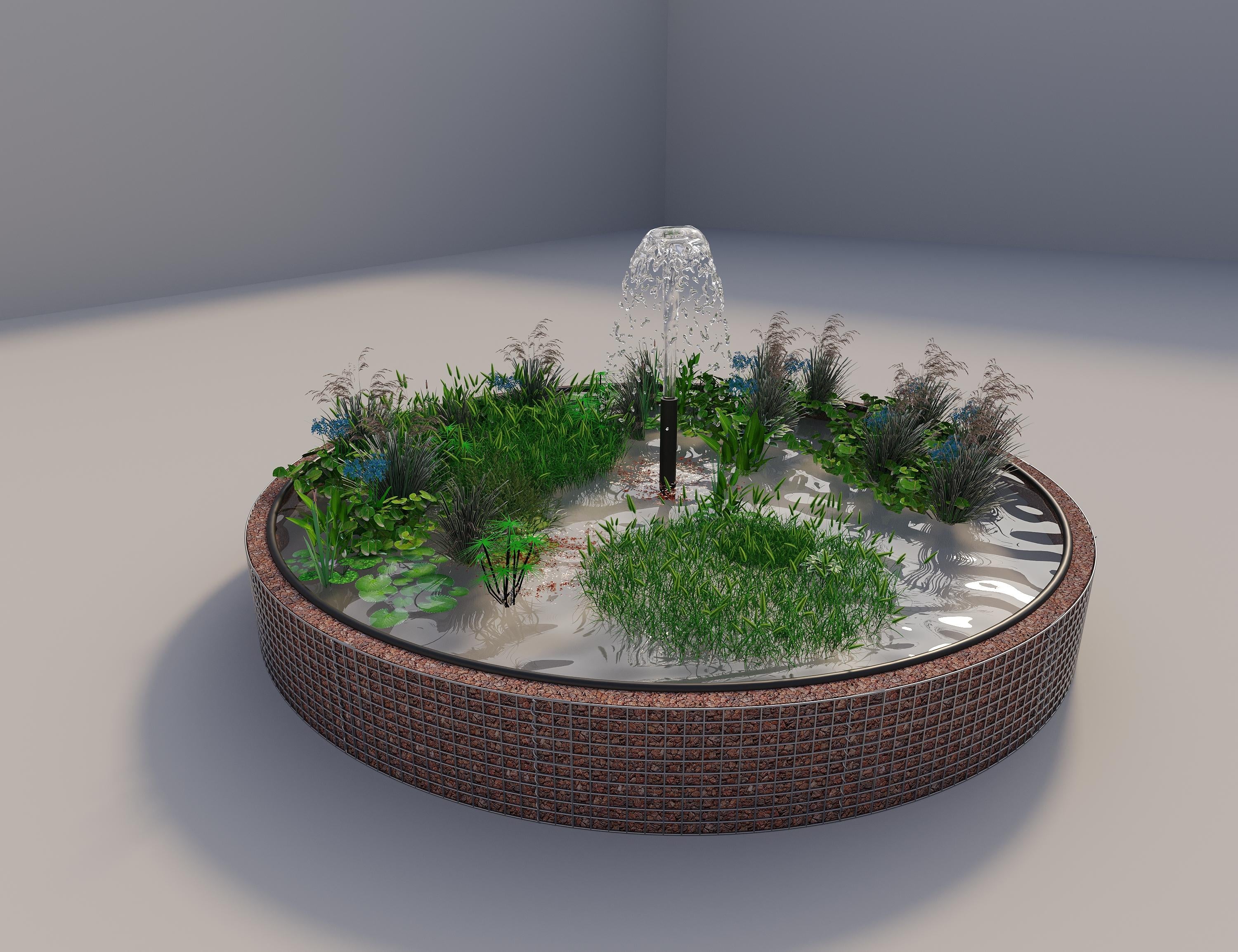 Gabion raised pond round, outer diameter 412 cm, height 50 cm, mesh size 5 x 5 cm, wall thickness 15 cm