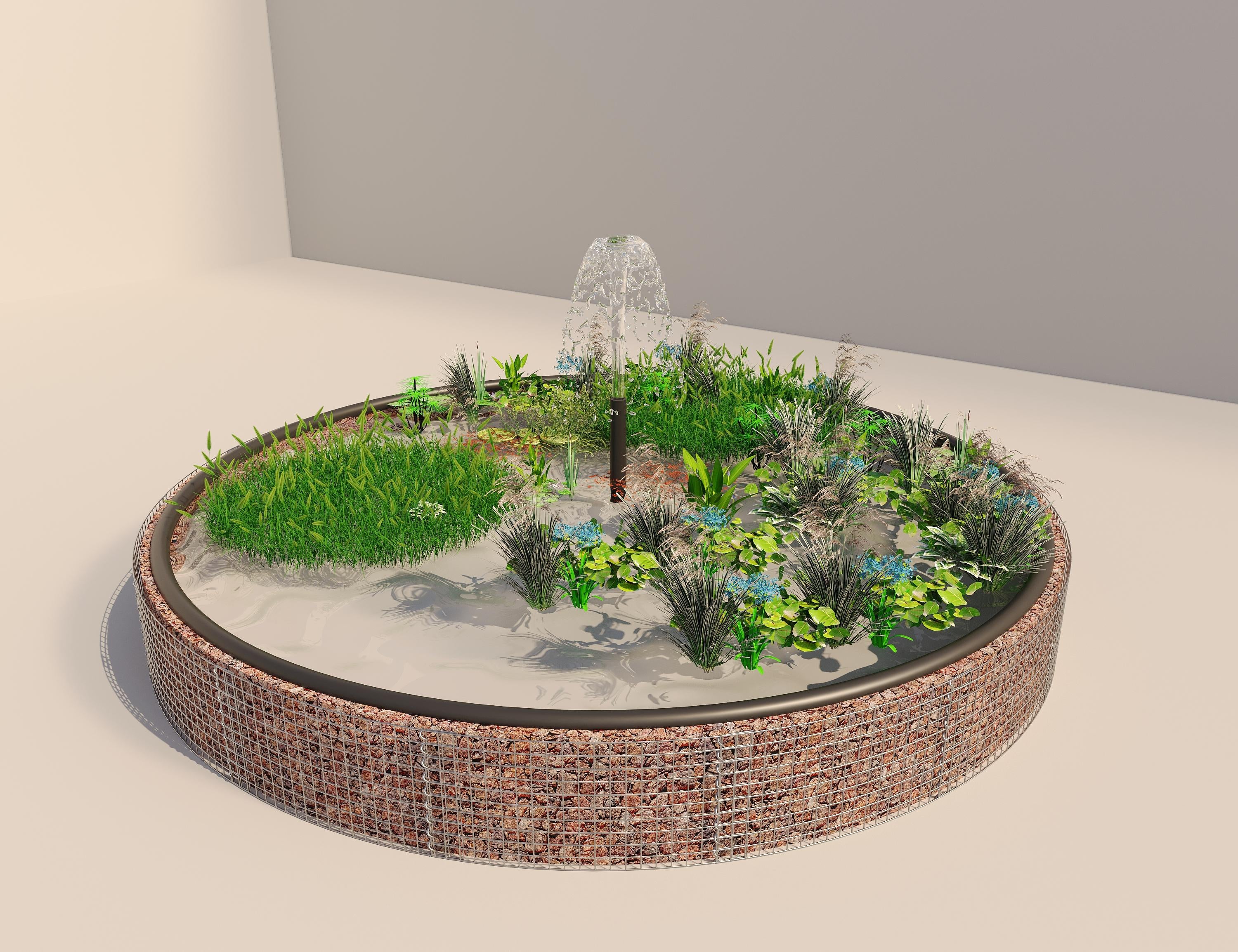 Gabion upphöjd damm rund, ytterdiameter 502 cm, höjd 50 cm, maskstorlek 5 x 5 cm, väggtjocklek 15 cm