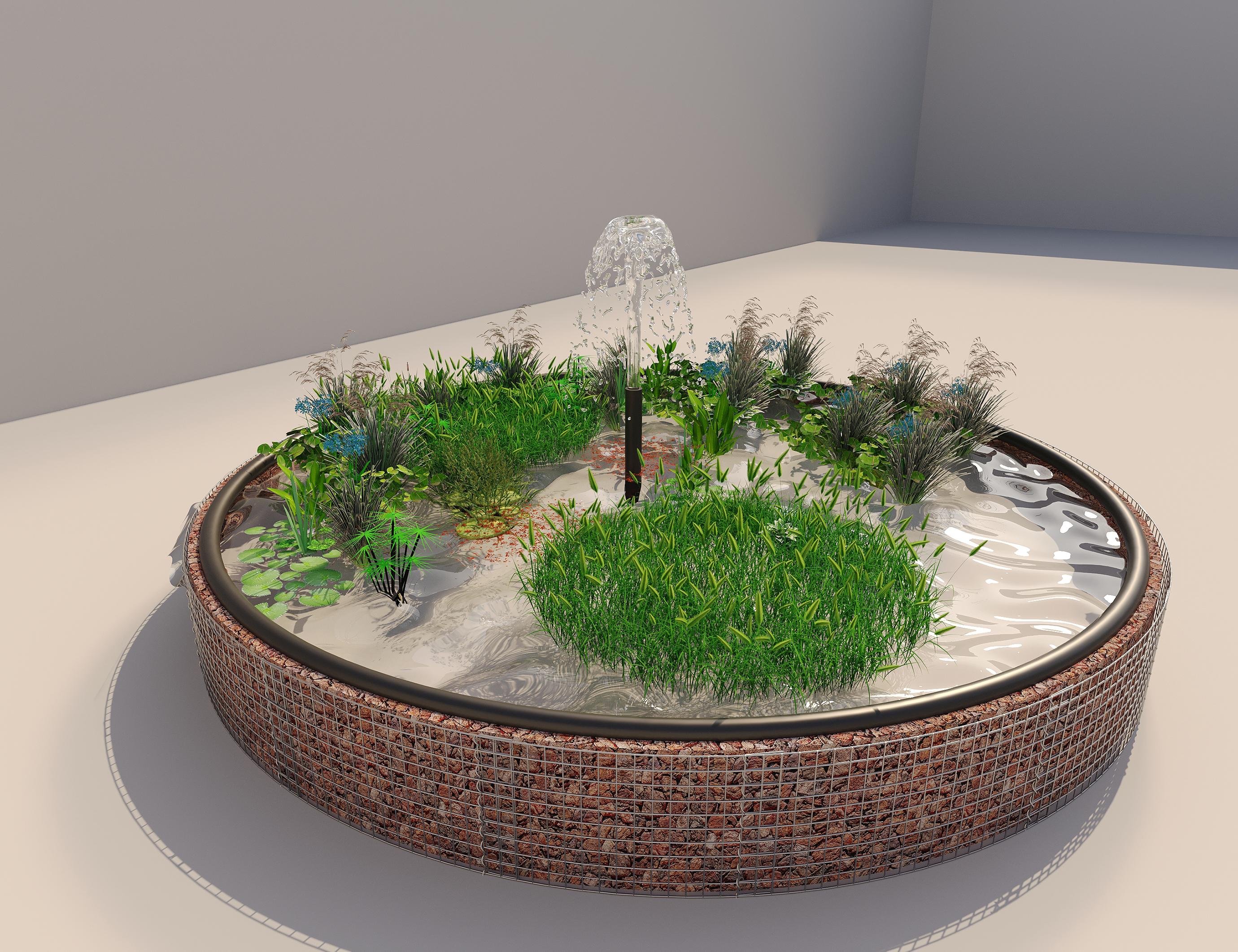 Gabion upphöjd damm rund, ytterdiameter 502 cm, höjd 50 cm, maskstorlek 5 x 5 cm, väggtjocklek 15 cm