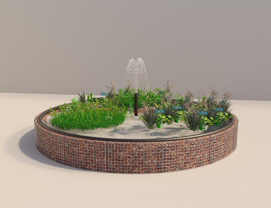 Gabbione per laghetti rialzati rotondo, diametro esterno 502 cm, altezza 50 cm, maglia 5 x 5 cm, spessore parete 15 cm