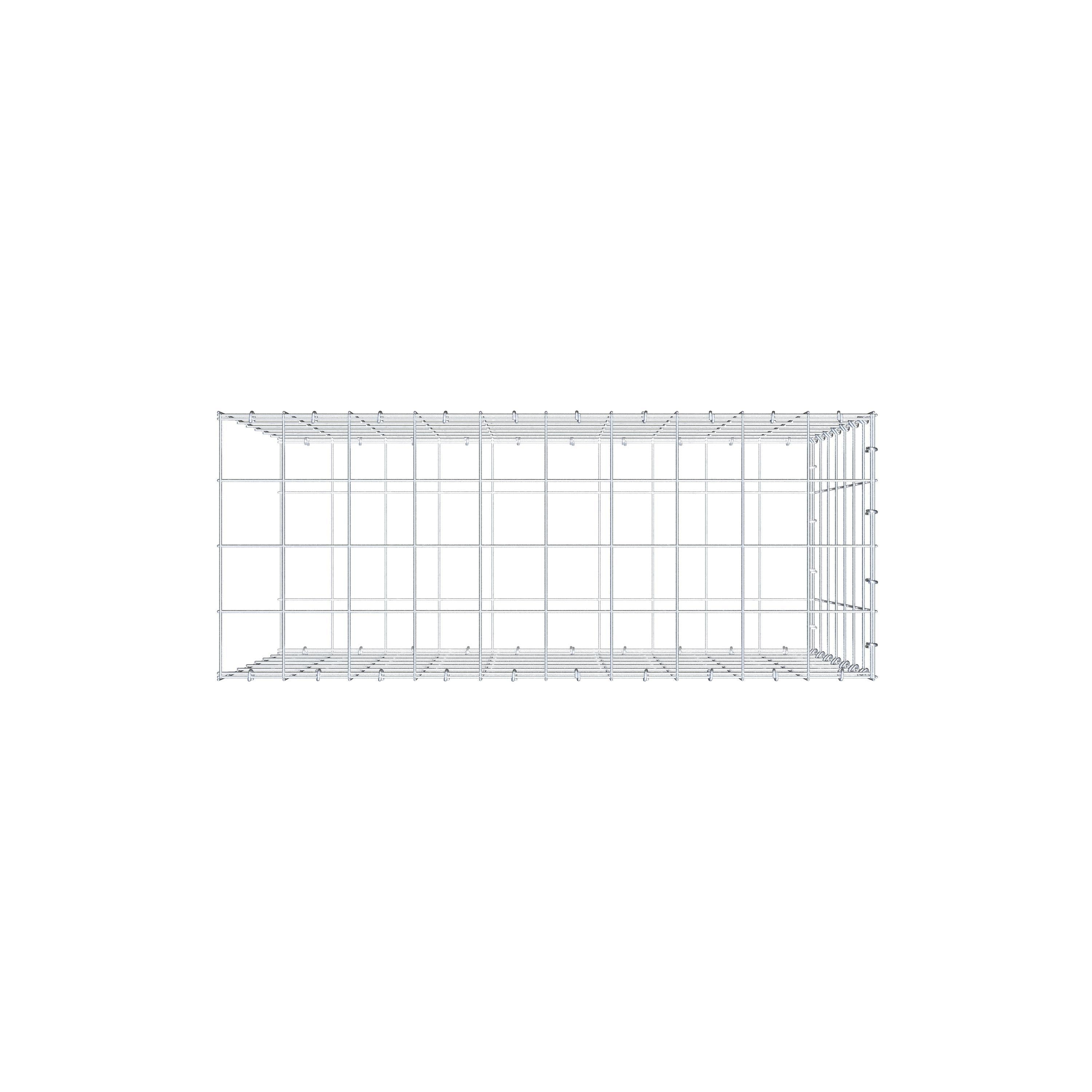 Monteret gabion type 2 100 cm x 70 cm x 40 cm (L x H x D), maskestørrelse 10 cm x 10 cm, C-ring