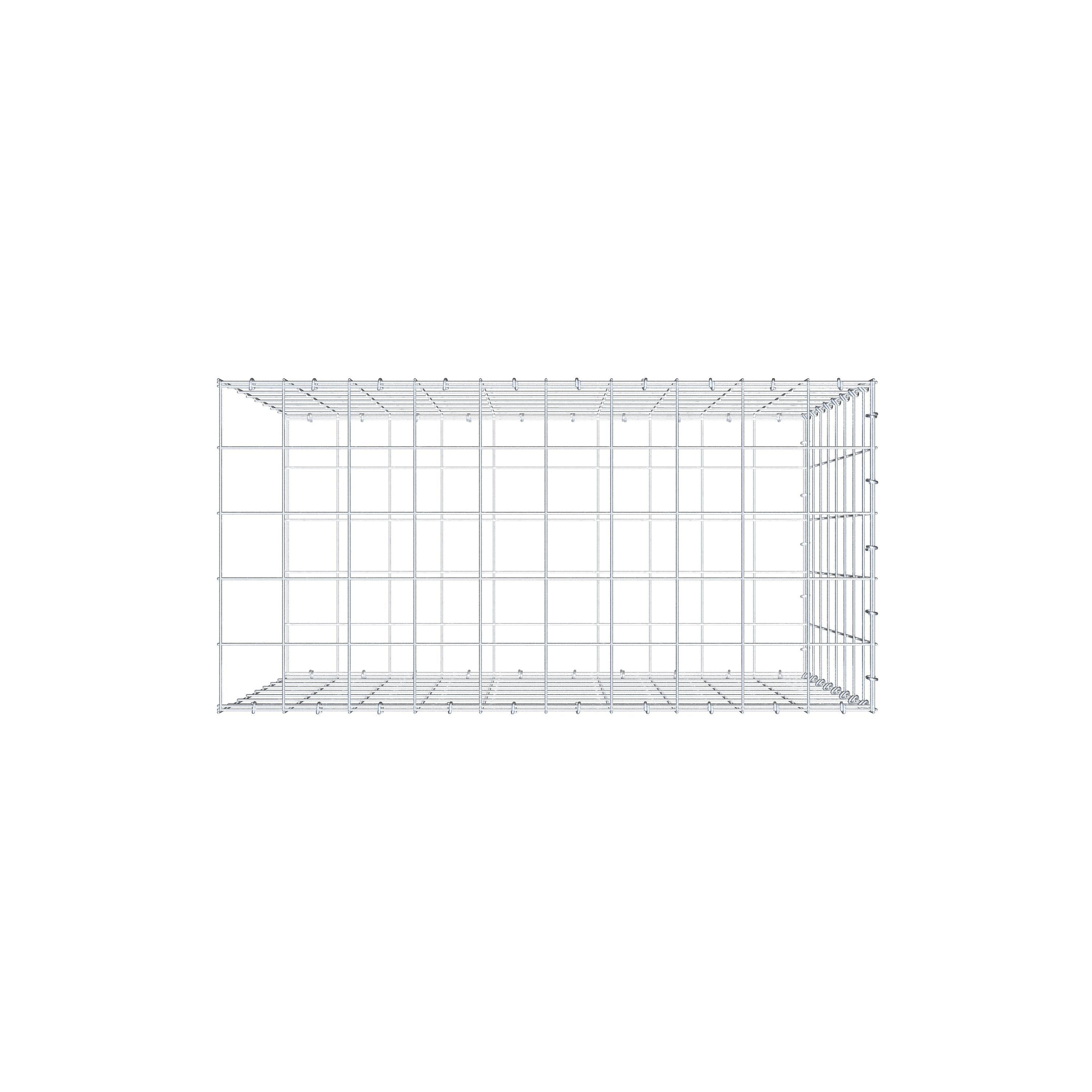 Mounted gabion type 2 100 cm x 80 cm x 50 cm (L x H x D), mesh size 10 cm x 10 cm, C-ring