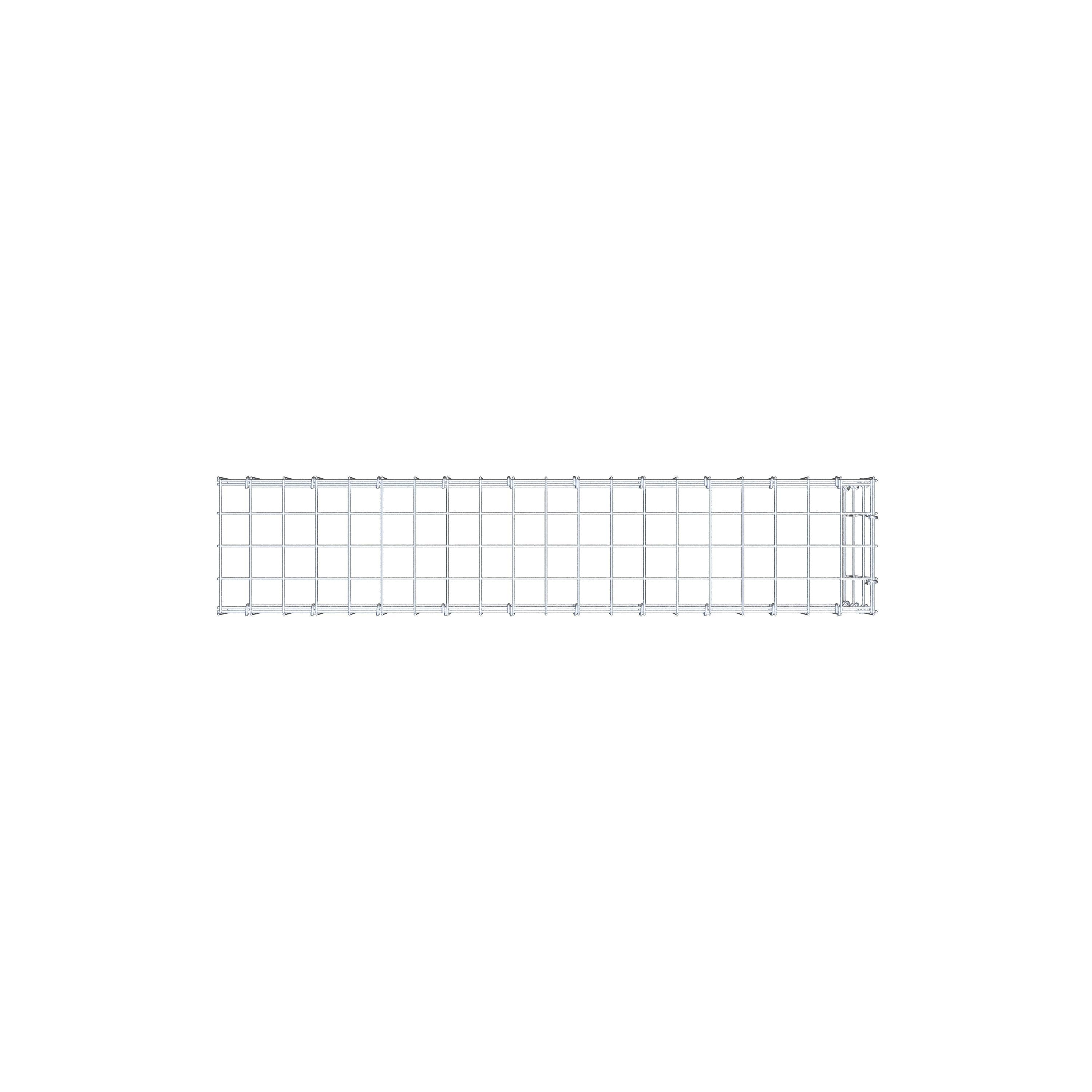 Monteret gabion type 4 100 cm x 30 cm x 20 cm (L x H x D), maskestørrelse 5 cm x 10 cm, C-ring