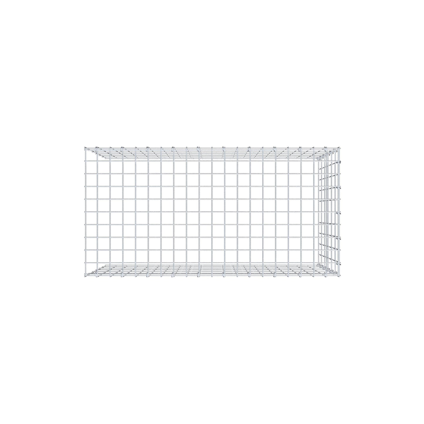 Typ 4 påbyggnadsgabion 100 cm x 60 cm x 50 cm (L x H x D), maskstorlek 5 cm x 10 cm, C-ring