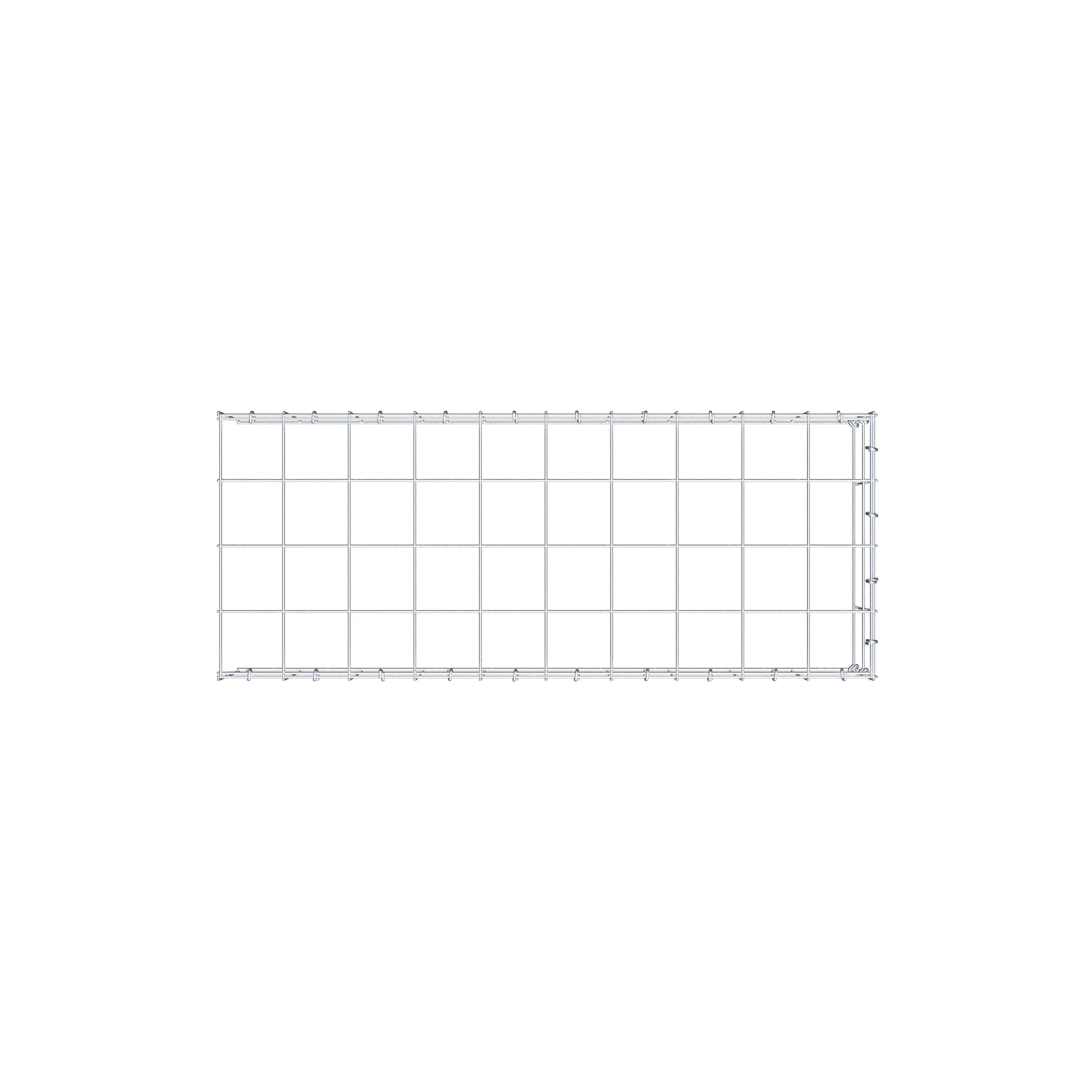Typ 4 påbyggnadsgabion 100 cm x 20 cm x 40 cm (L x H x D), maskstorlek 10 cm x 10 cm, C-ring