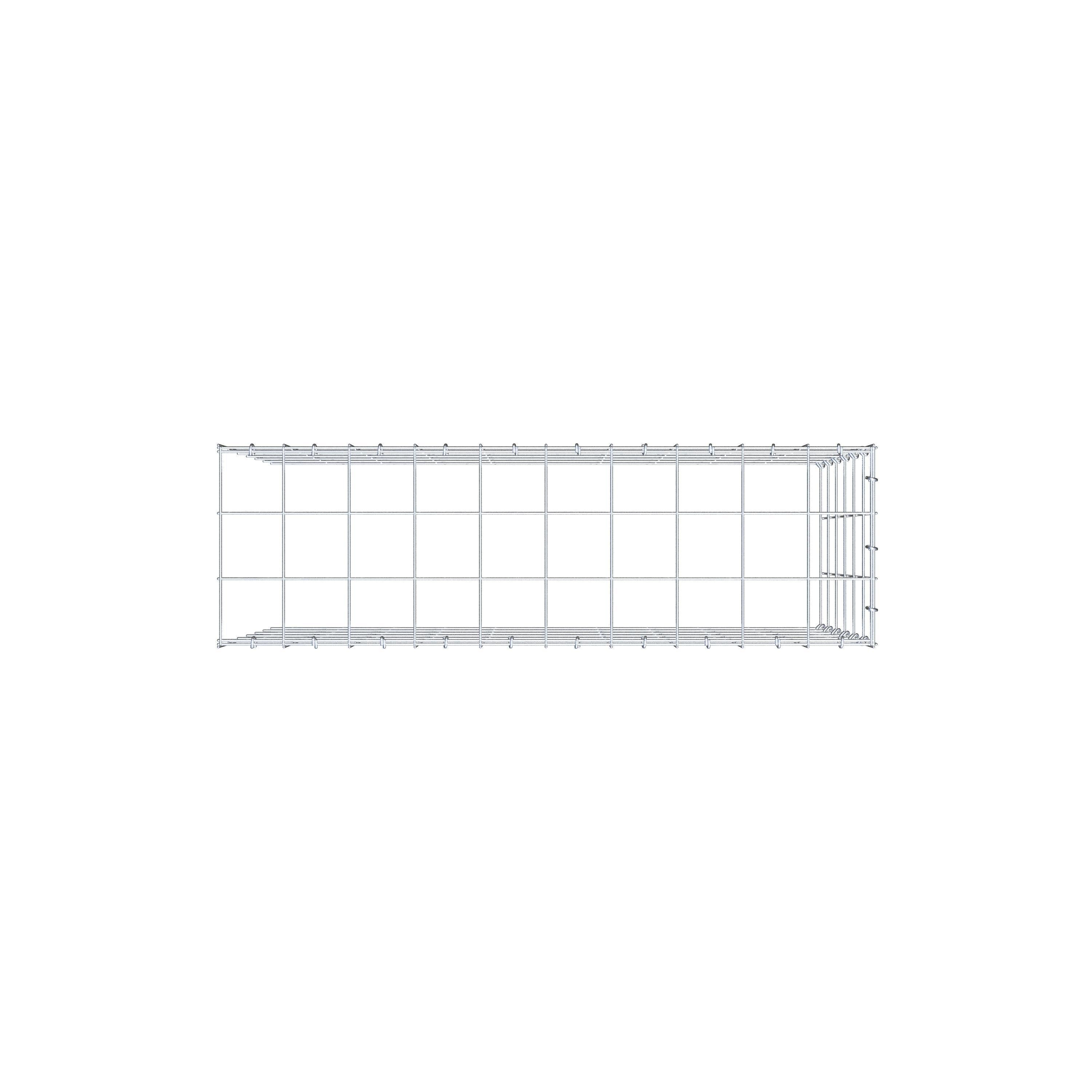 Typ 4 påbyggnadsgabion 100 cm x 60 cm x 30 cm (L x H x D), maskstorlek 10 cm x 10 cm, C-ring