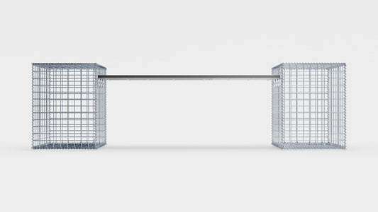 Banco de gaviones con 2 gaviones en espiral, 205 cm de largo x 60 cm de alto x 40 cm de profundidad, galvanizados, MW 5 x 5 cm, con encimera reciclada en antracita