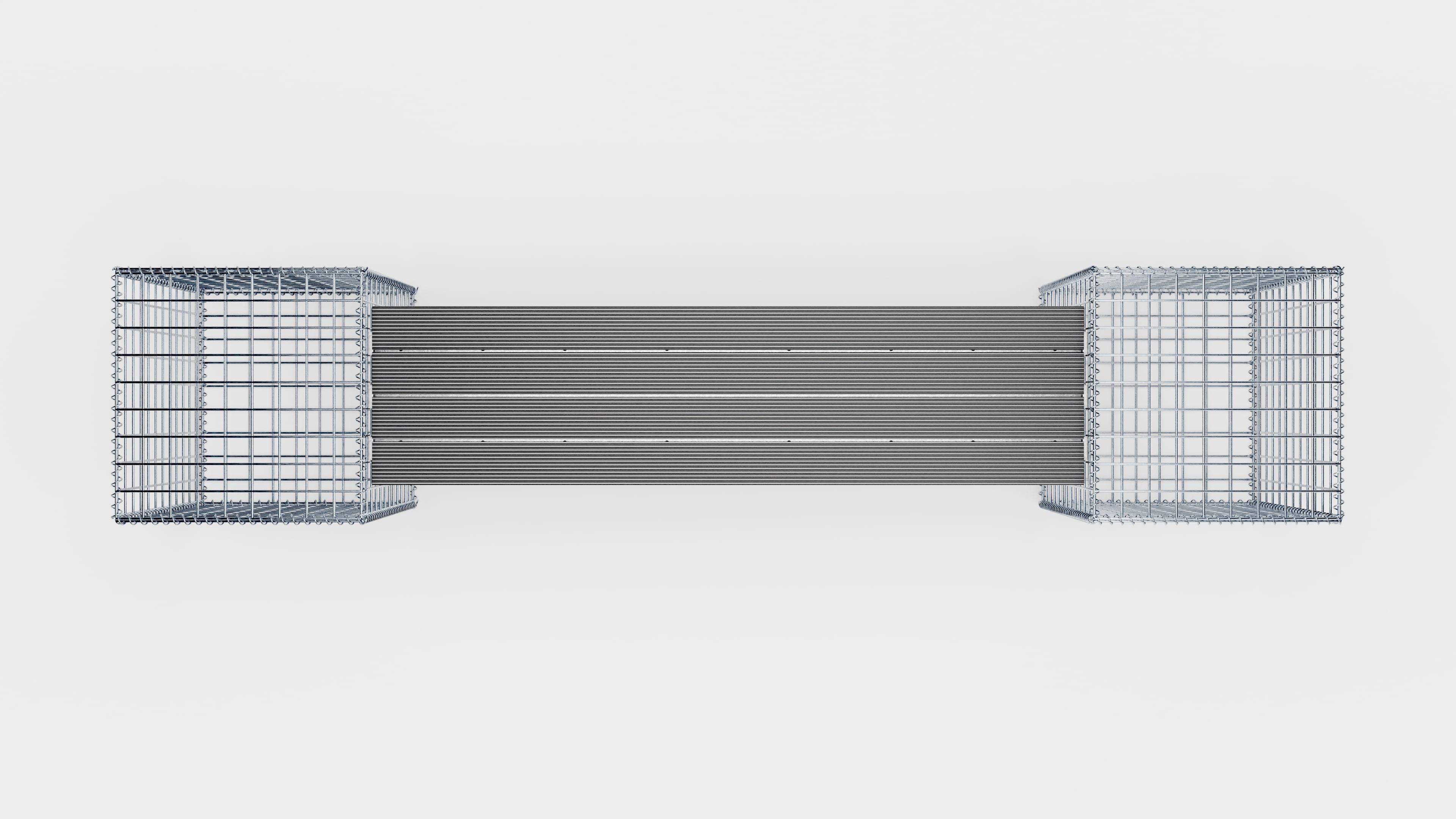 Gabion bench with 2 spiral gabions, 205 cm long x 60 cm high x 40 cm deep, galvanized, MW 5 x 5 cm, with recycled top in anthracite