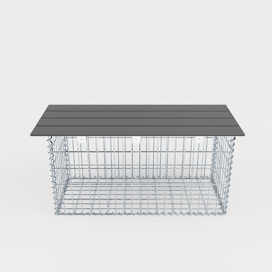 Tuinbank spiraalvormige schanskorf 105 x 50 x 40 cm - MW 5 x 10 cm, met gerecycled bovenblad in antraciet