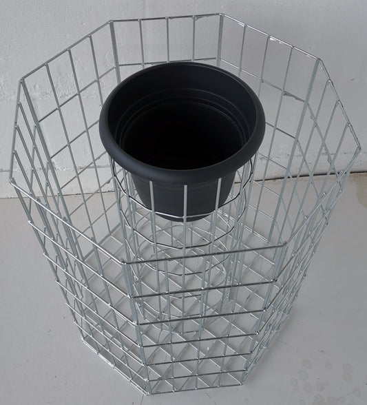 Oktagonal blomsterpelare, höjd 62 cm, MW 5 x 10 cm, varmförzinkad inkl. kruka