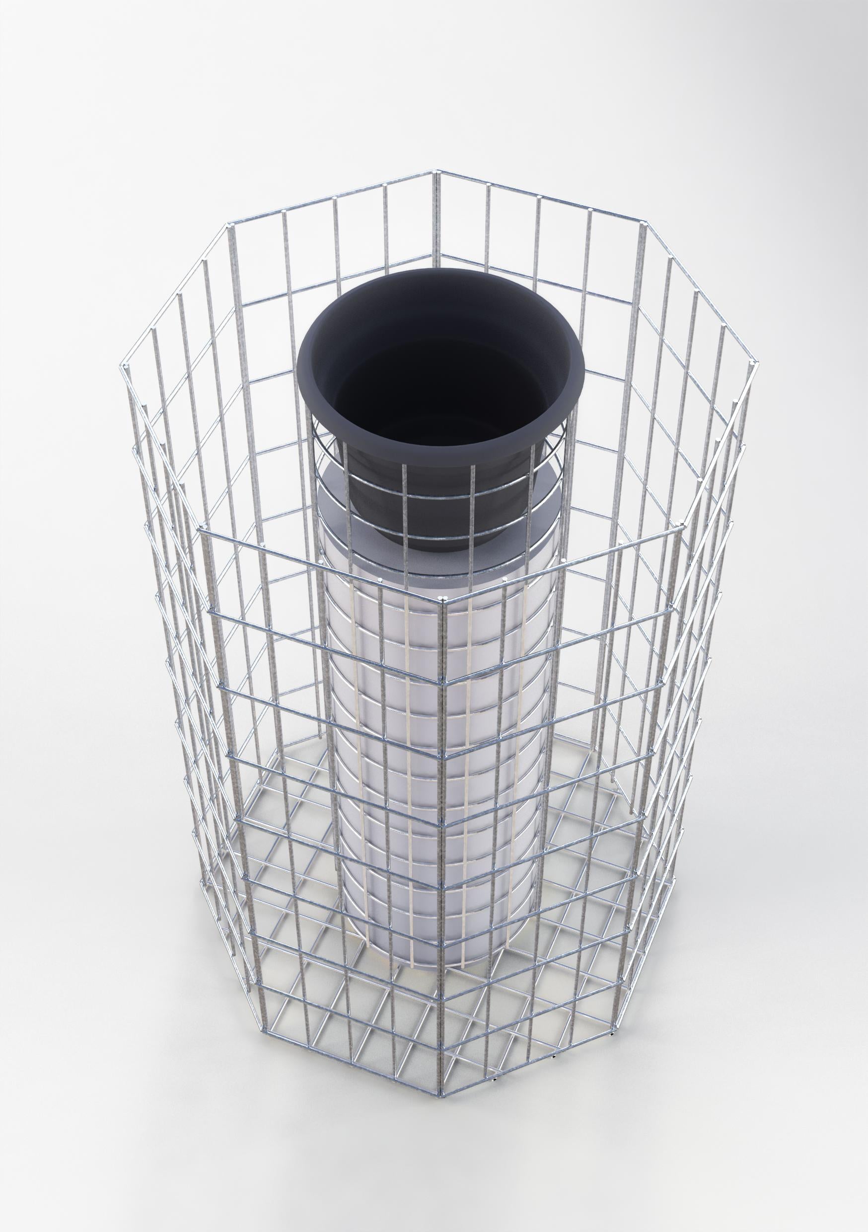 Oktagonal blomsterpelare, höjd 82 cm, MW 5 x 10 cm, varmförzinkad inkl. kruka