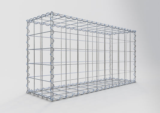 Sats med 2 gabioner 100 cm x 50 cm x 30 cm (L x H x D), maskstorlek 10 x 10 cm, spiral