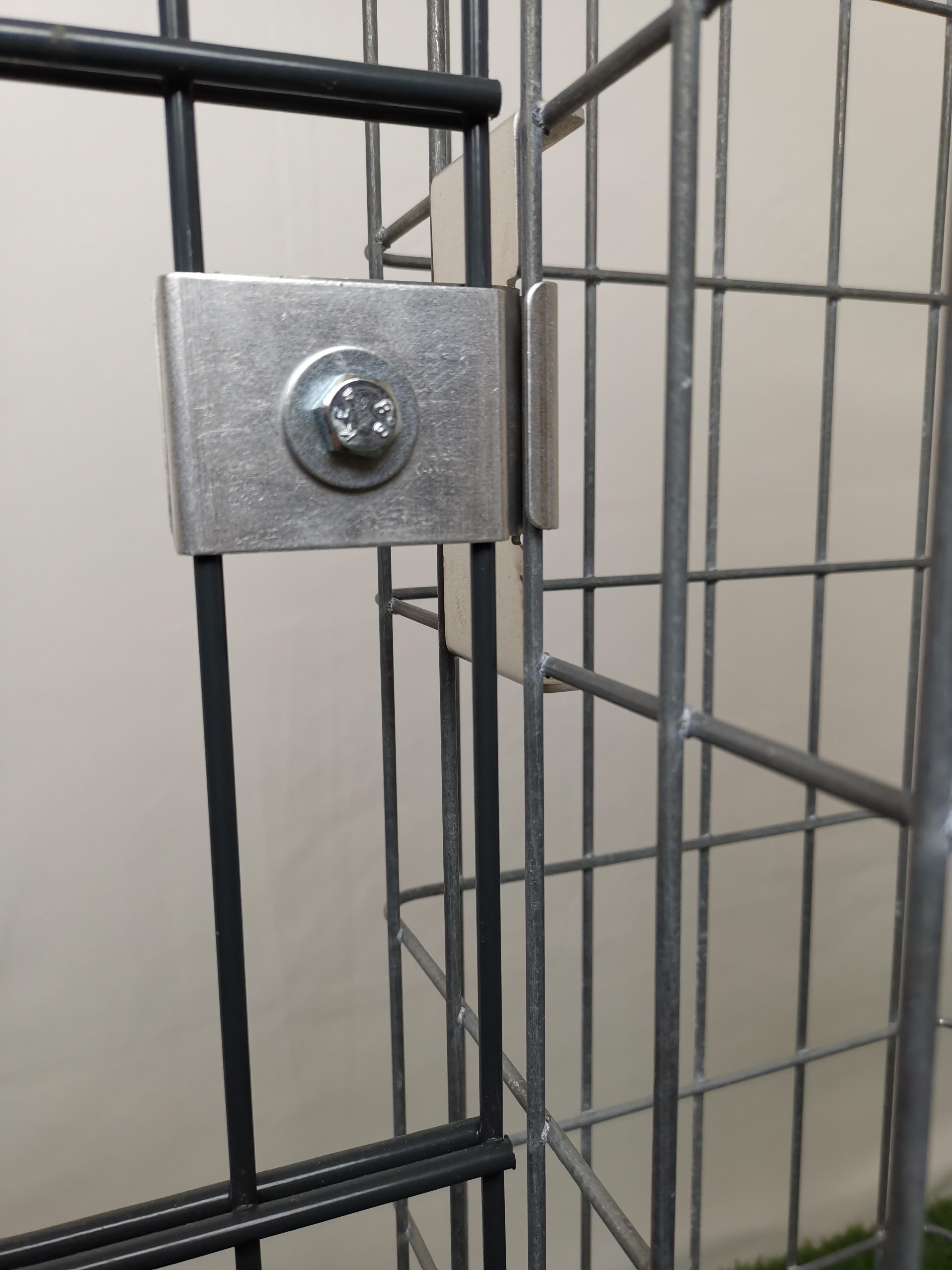 Klemme med hegnsholder 5 x 10 cm til dobbelt stangmåtte, aluminium