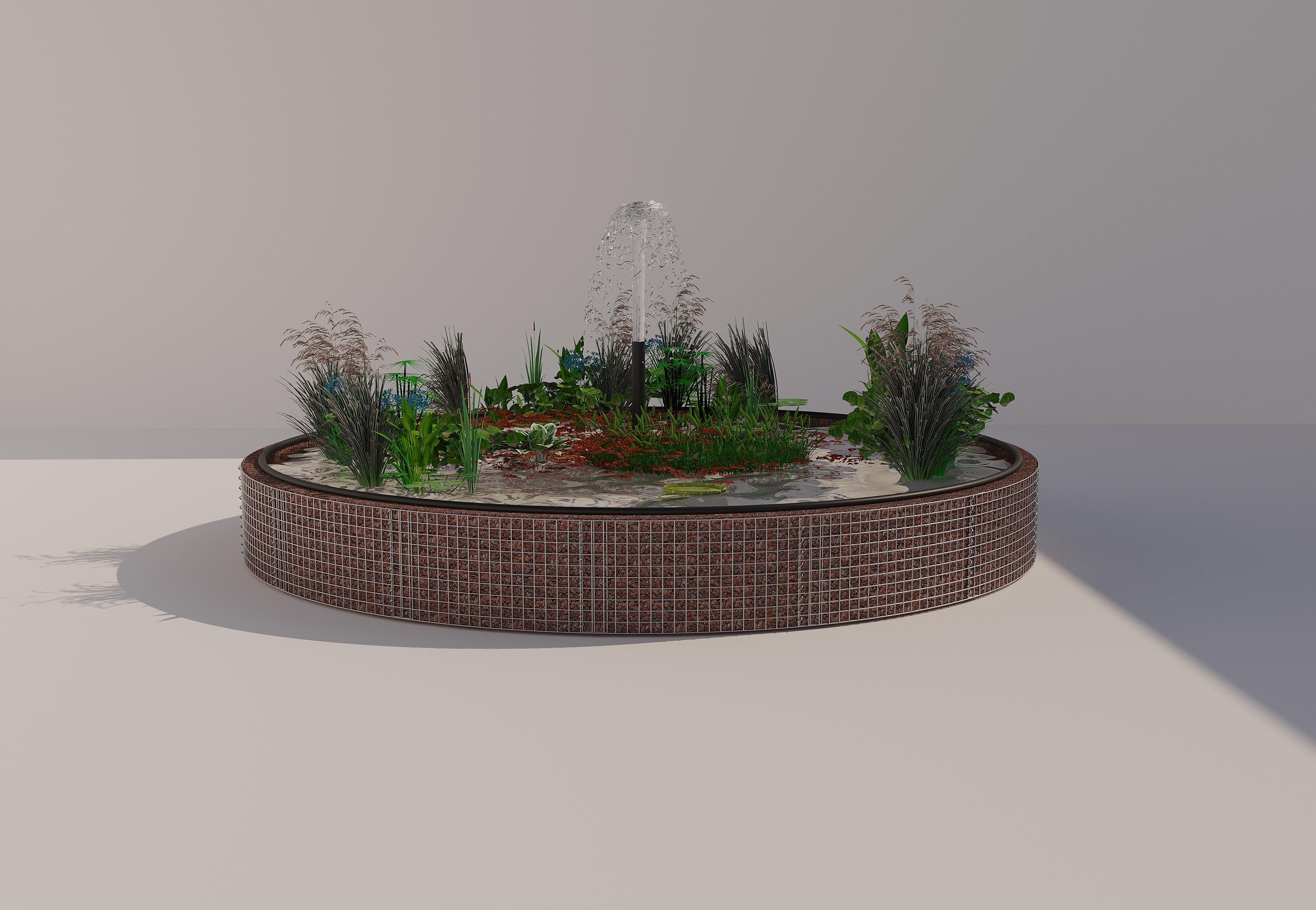 Gabion-dam, rund, ydre diameter 442 cm, højde 50 cm, maskestørrelse 5 x 5 cm, vægtykkelse 15 cm