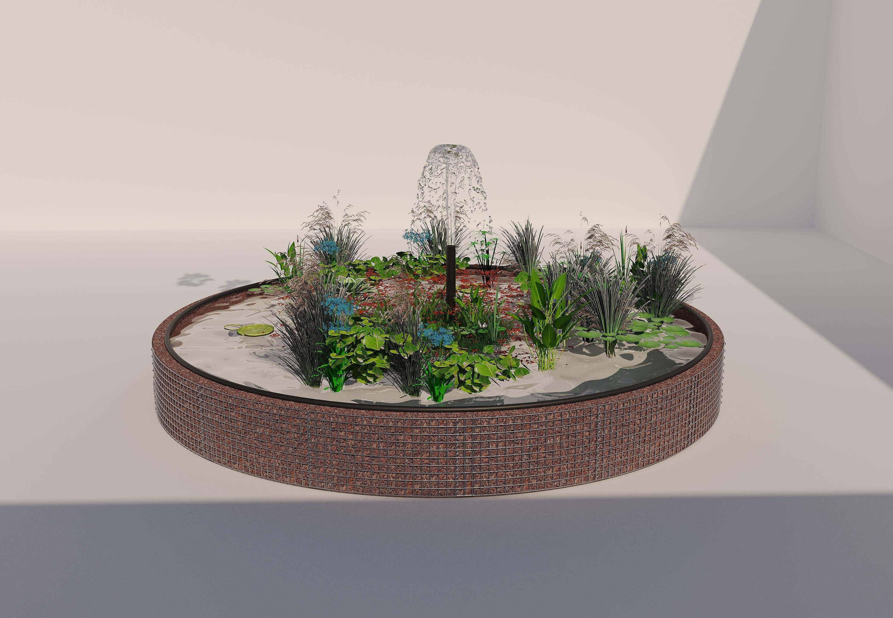 Gabion-dam, rund, ydre diameter 442 cm, højde 50 cm, maskestørrelse 5 x 5 cm, vægtykkelse 15 cm