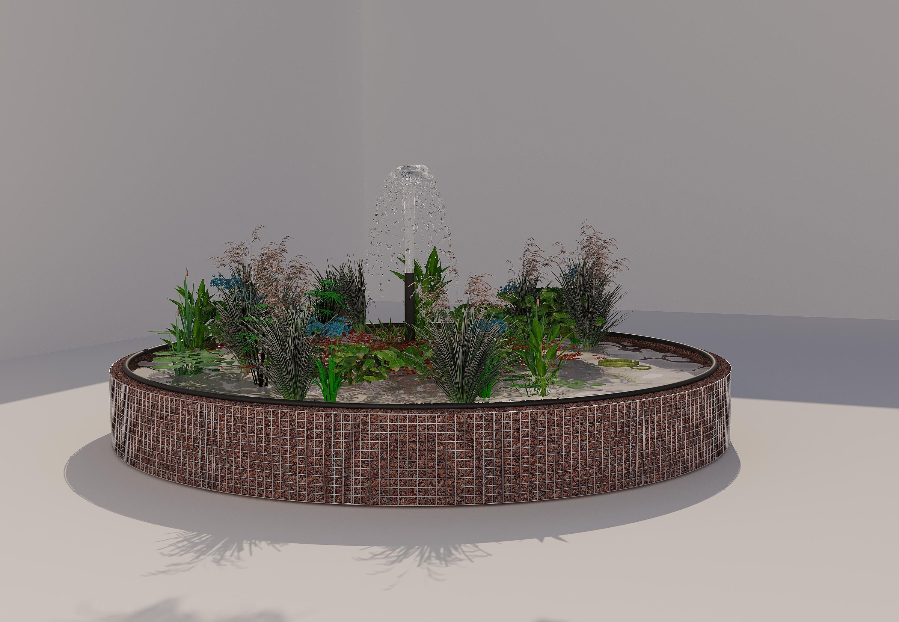 Gabion-dam, rund, ydre diameter 442 cm, højde 50 cm, maskestørrelse 5 x 5 cm, vægtykkelse 15 cm