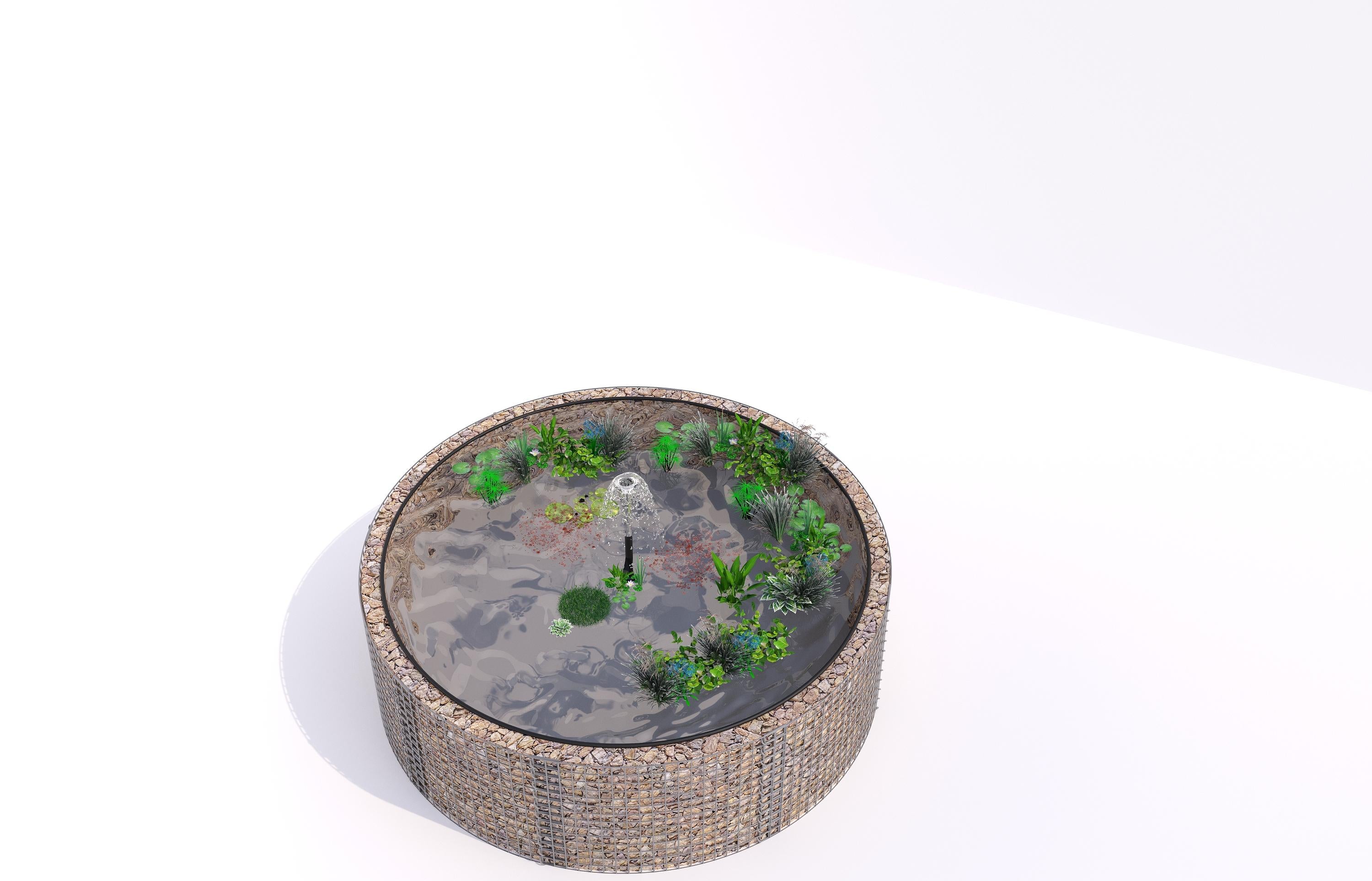 Gabion raised pond, round, outer diameter 262 cm, height 80 cm, mesh size 5 x 5 cm, wall thickness 15 cm