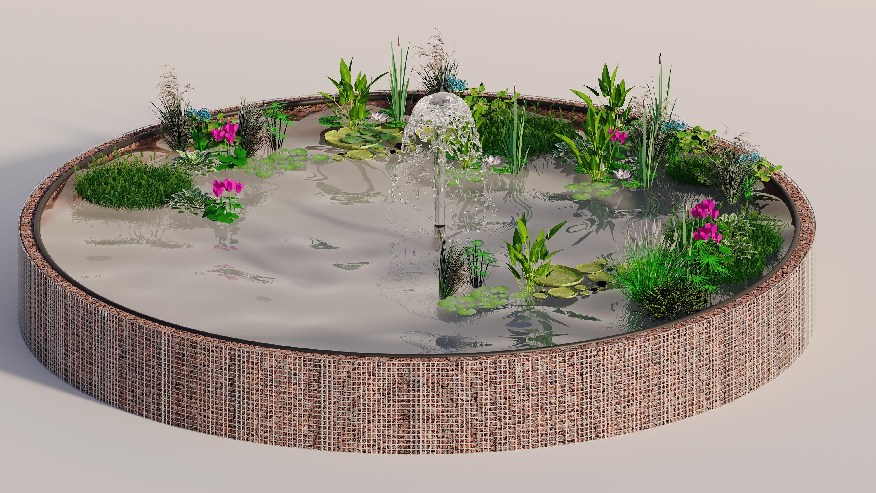 Tanque elevado de gabiões, redondo, diâmetro exterior 322 cm, altura 80 cm, dimensão da malha 5 x 5 cm, espessura da parede 15 cm