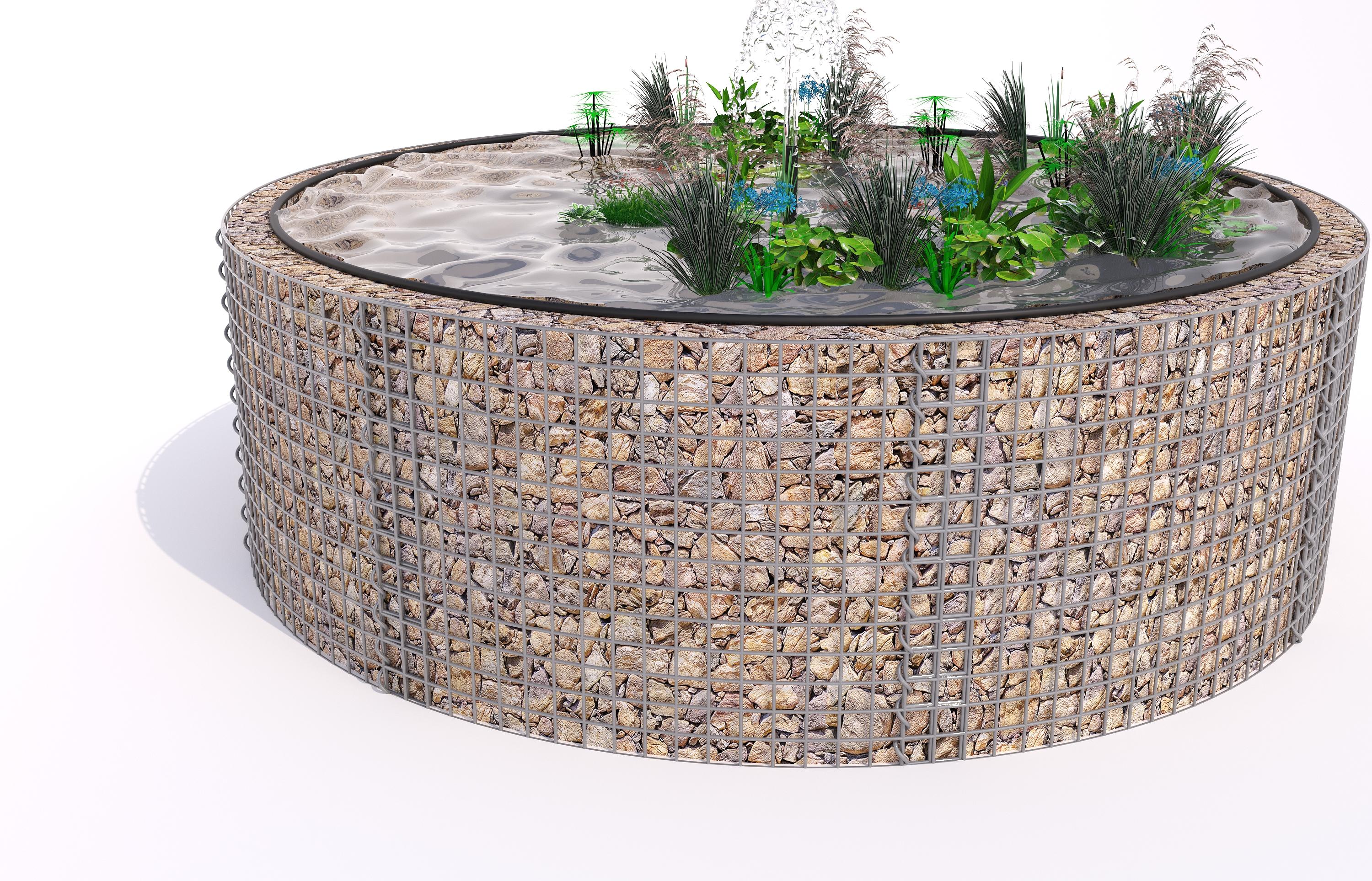 Gabion raised pond, round, outer diameter 262 cm, height 80 cm, mesh size 5 x 5 cm, wall thickness 15 cm