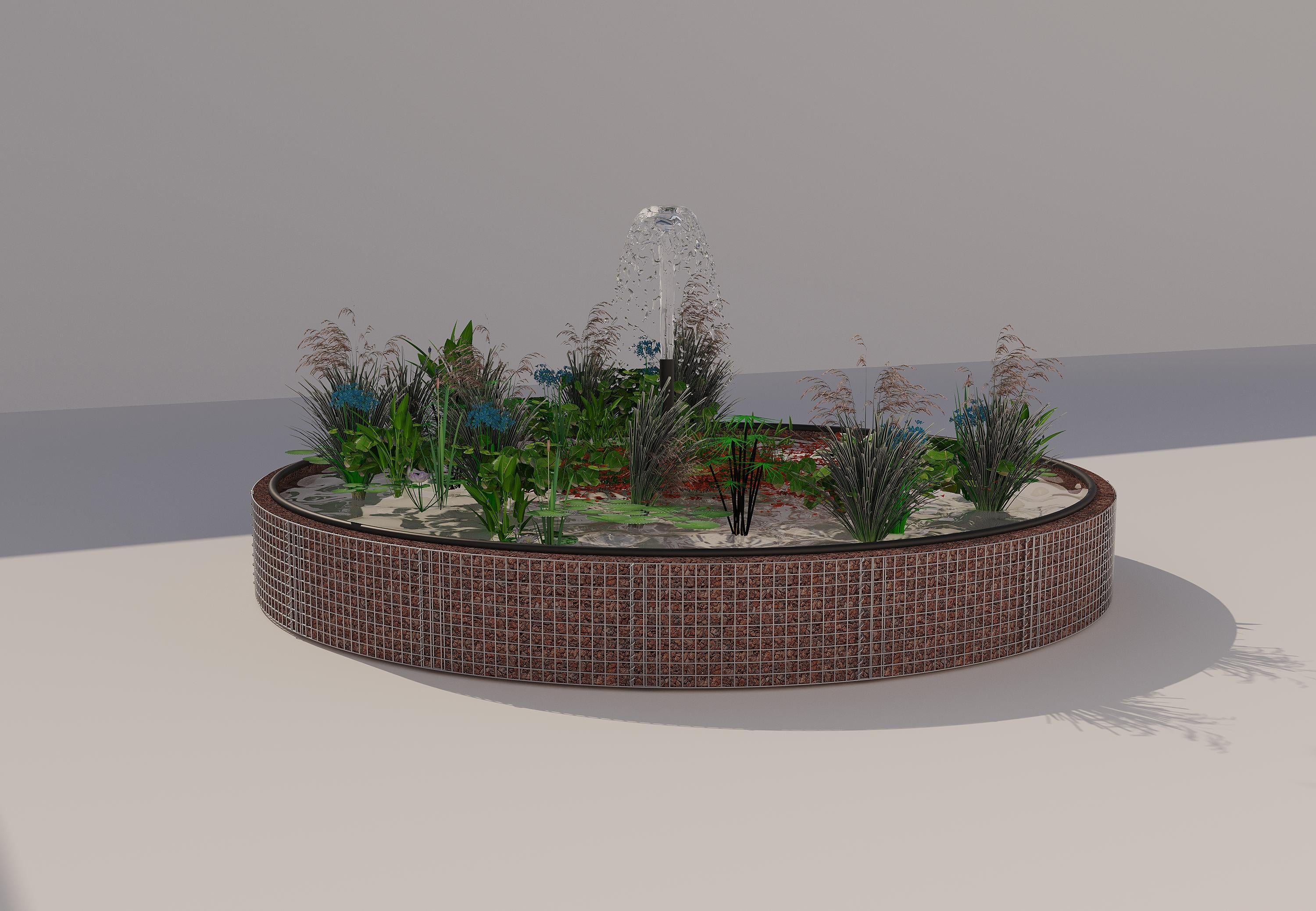 Gabion-dam, rund, ydre diameter 442 cm, højde 50 cm, maskestørrelse 5 x 5 cm, vægtykkelse 15 cm