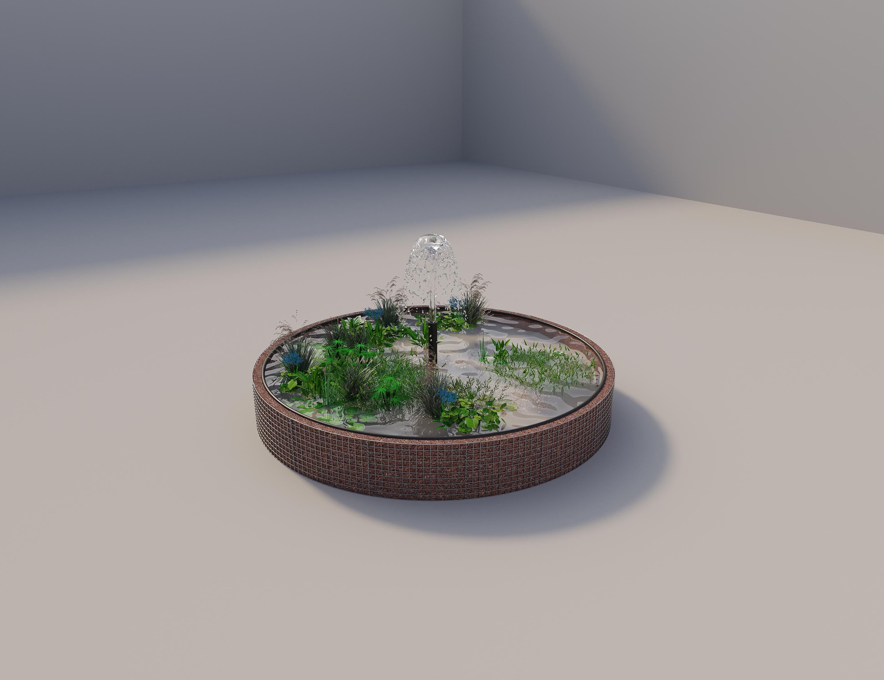 Schanskorven verhoogde vijver, rond, buitendiameter 352 cm, hoogte 50 cm, maaswijdte 5 x 5 cm, wanddikte 15 cm